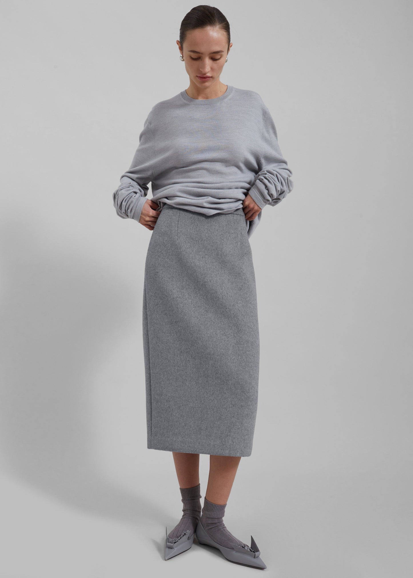 Arley Midi Skirt - Light Grey