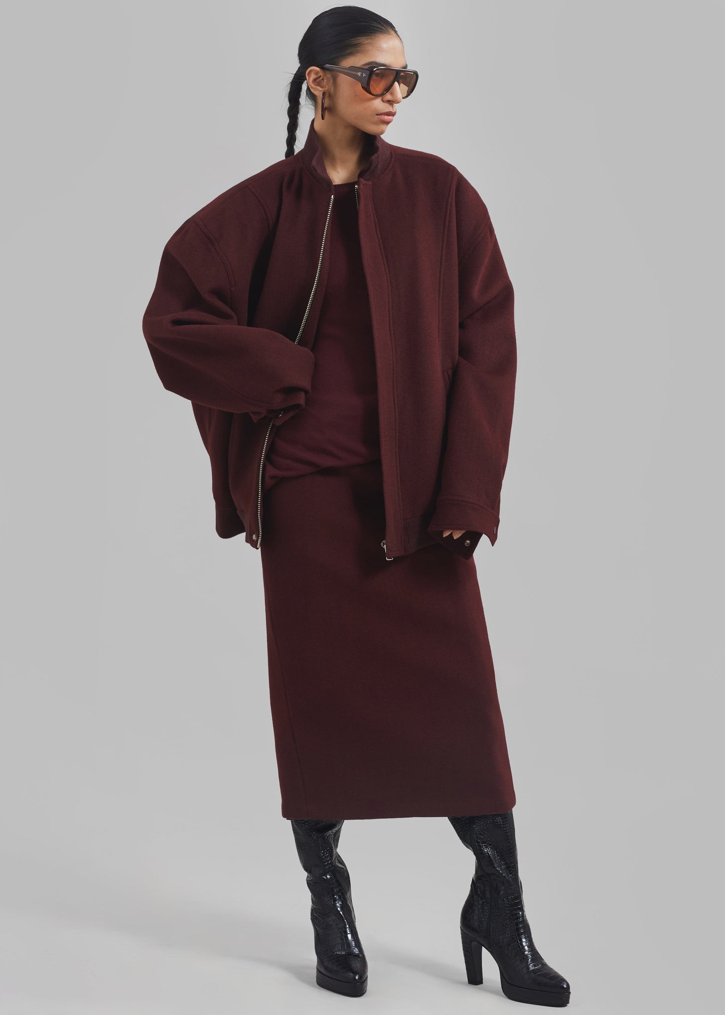 Arley Oversized Bomber - Burgundy