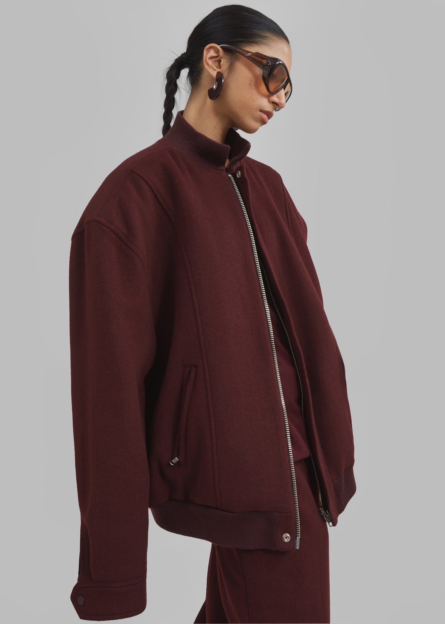 Arley Oversized Bomber - Burgundy