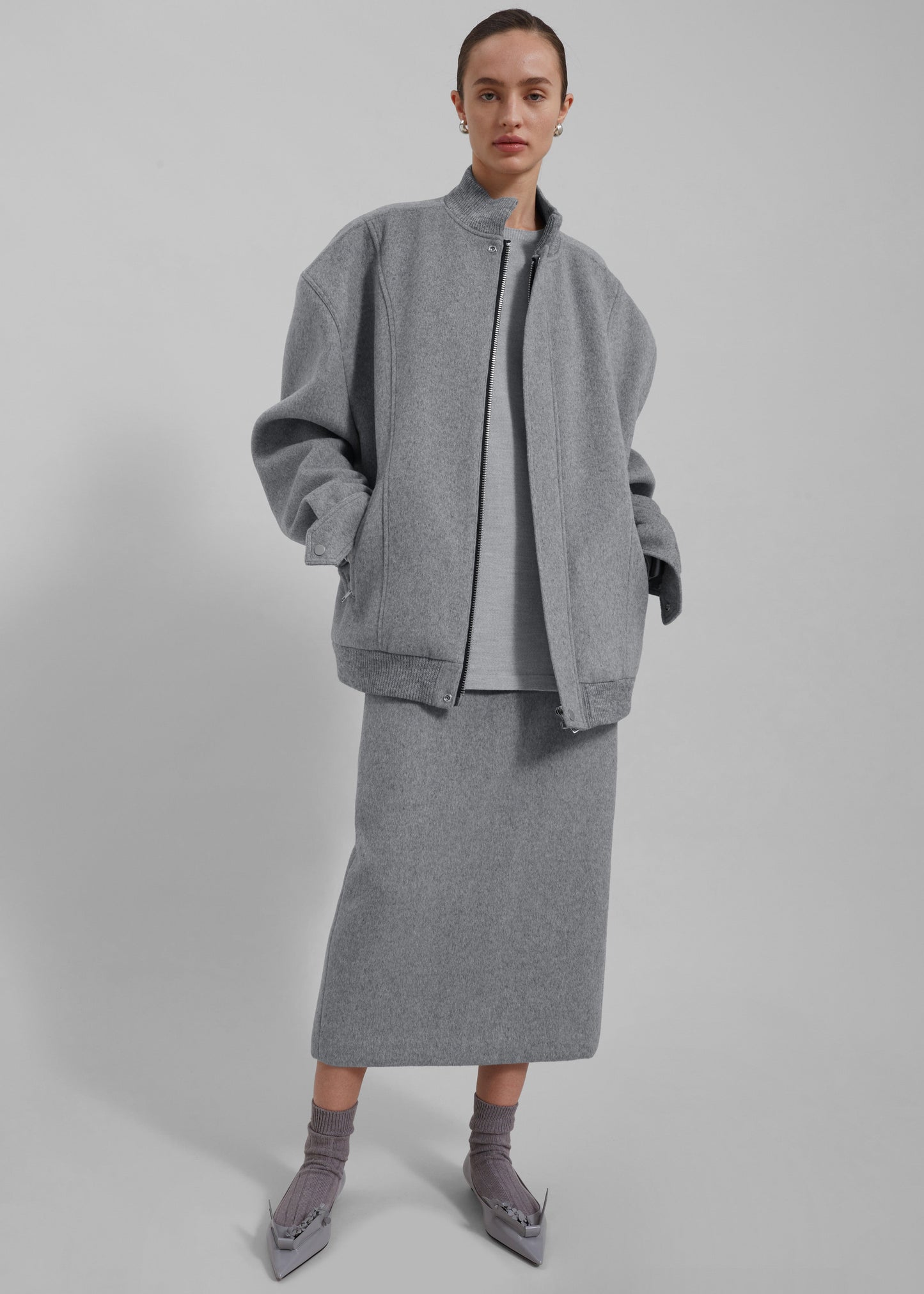 Arley Oversized Bomber - Light Grey