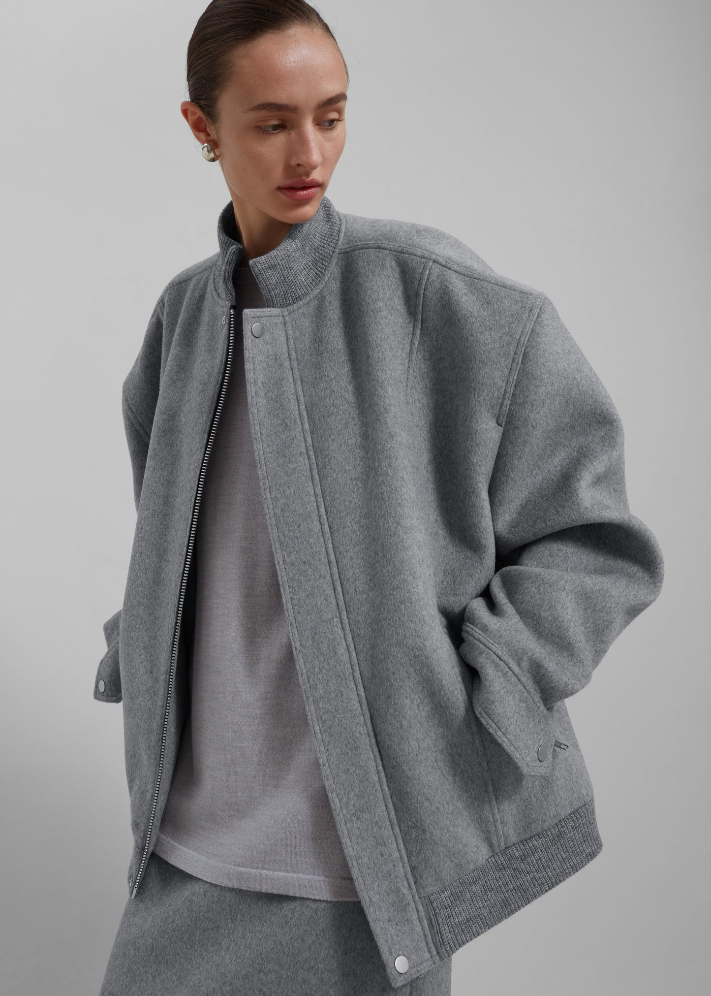 Arley Oversized Bomber - Light Grey