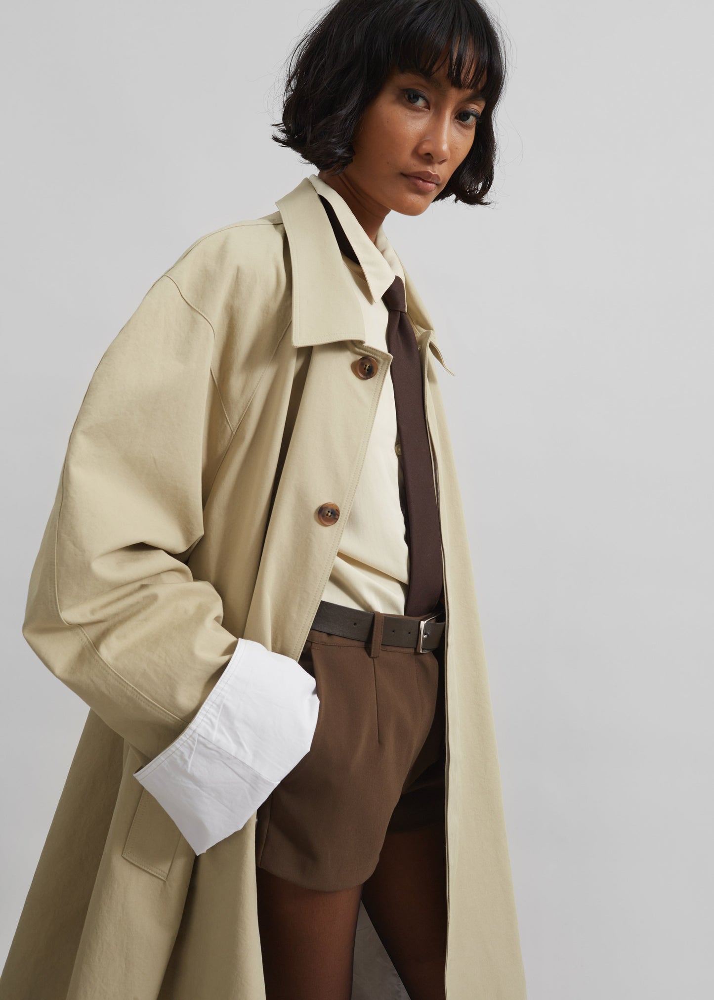 Arlise Oversized Trench Coat - Beige