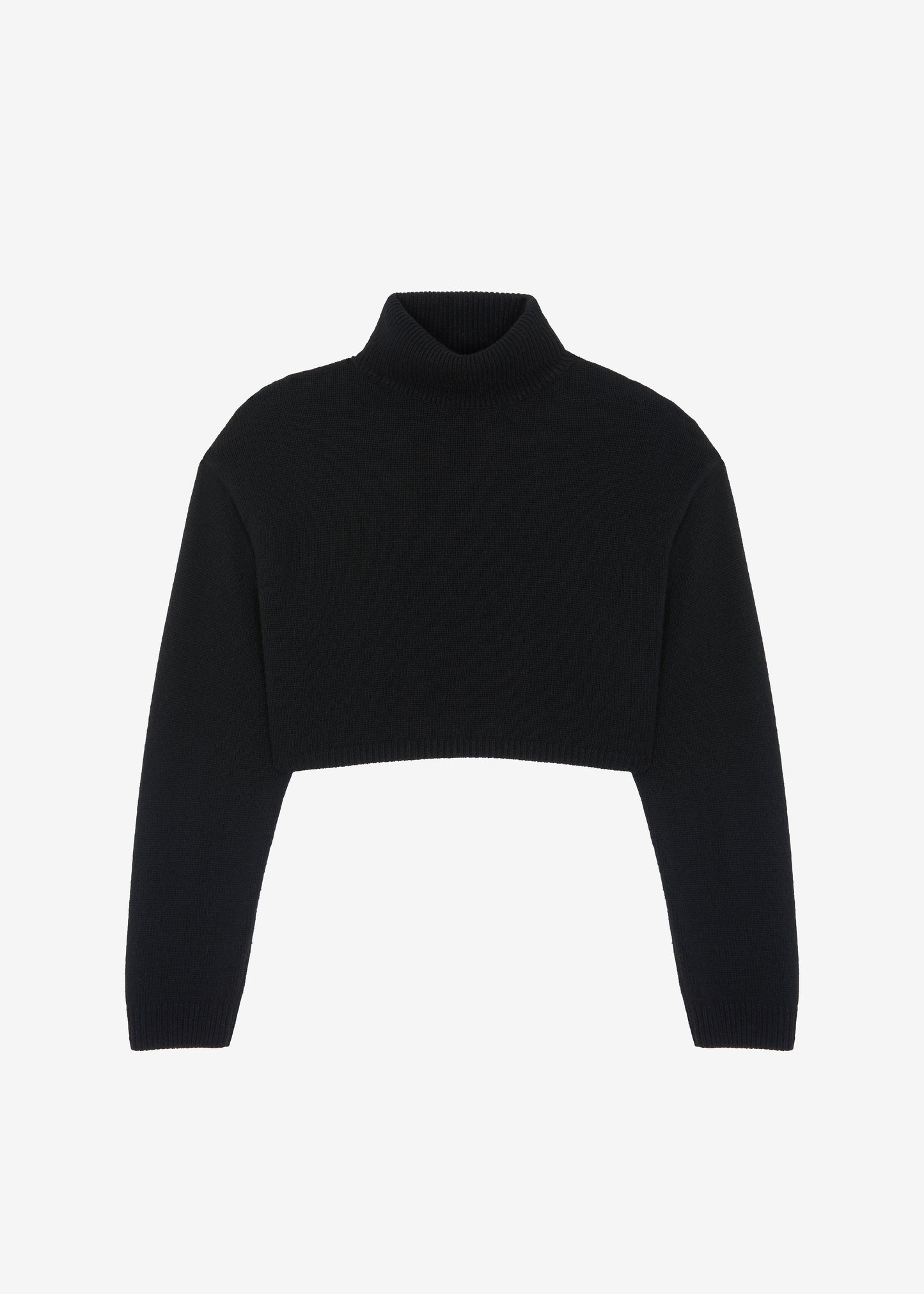 Athina Cropped Turtleneck Sweater - Black