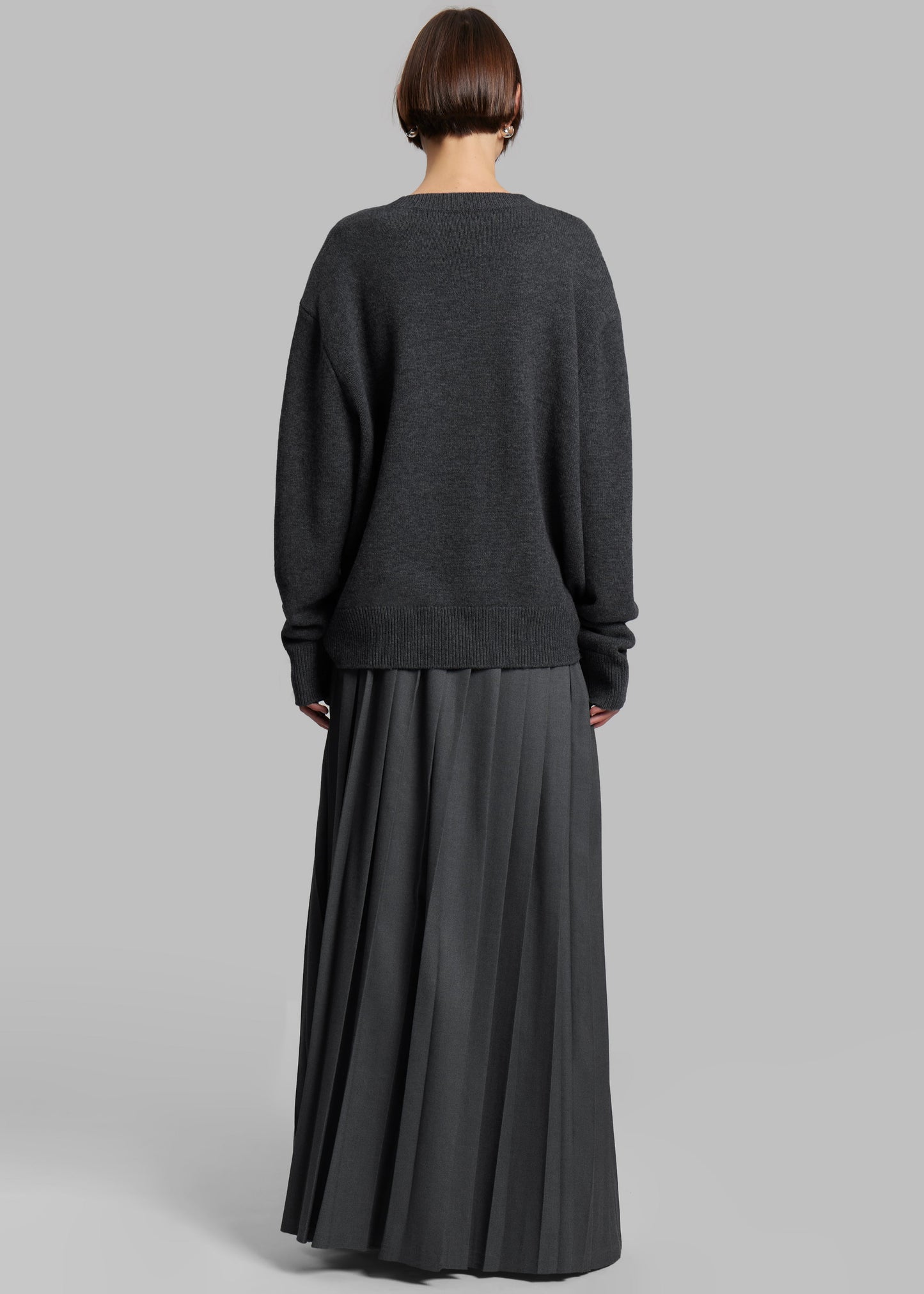 Bailey Long Pleated Skirt - Dark Grey Melange