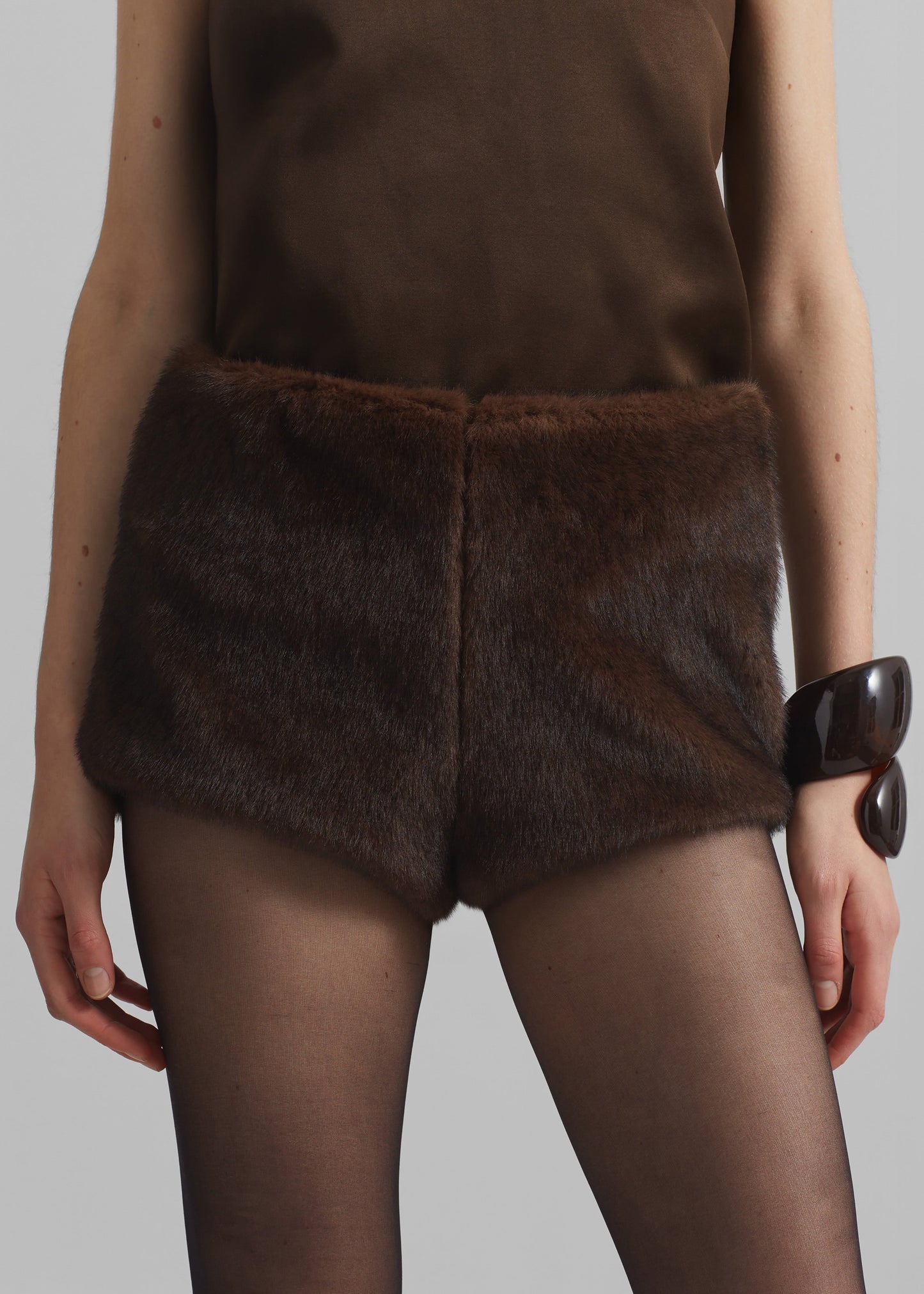 Banff Faux-Fur Hot Pants - Brown