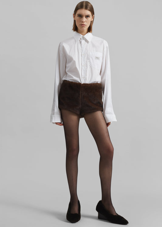 Banff Faux-Fur Hot Pants - Brown