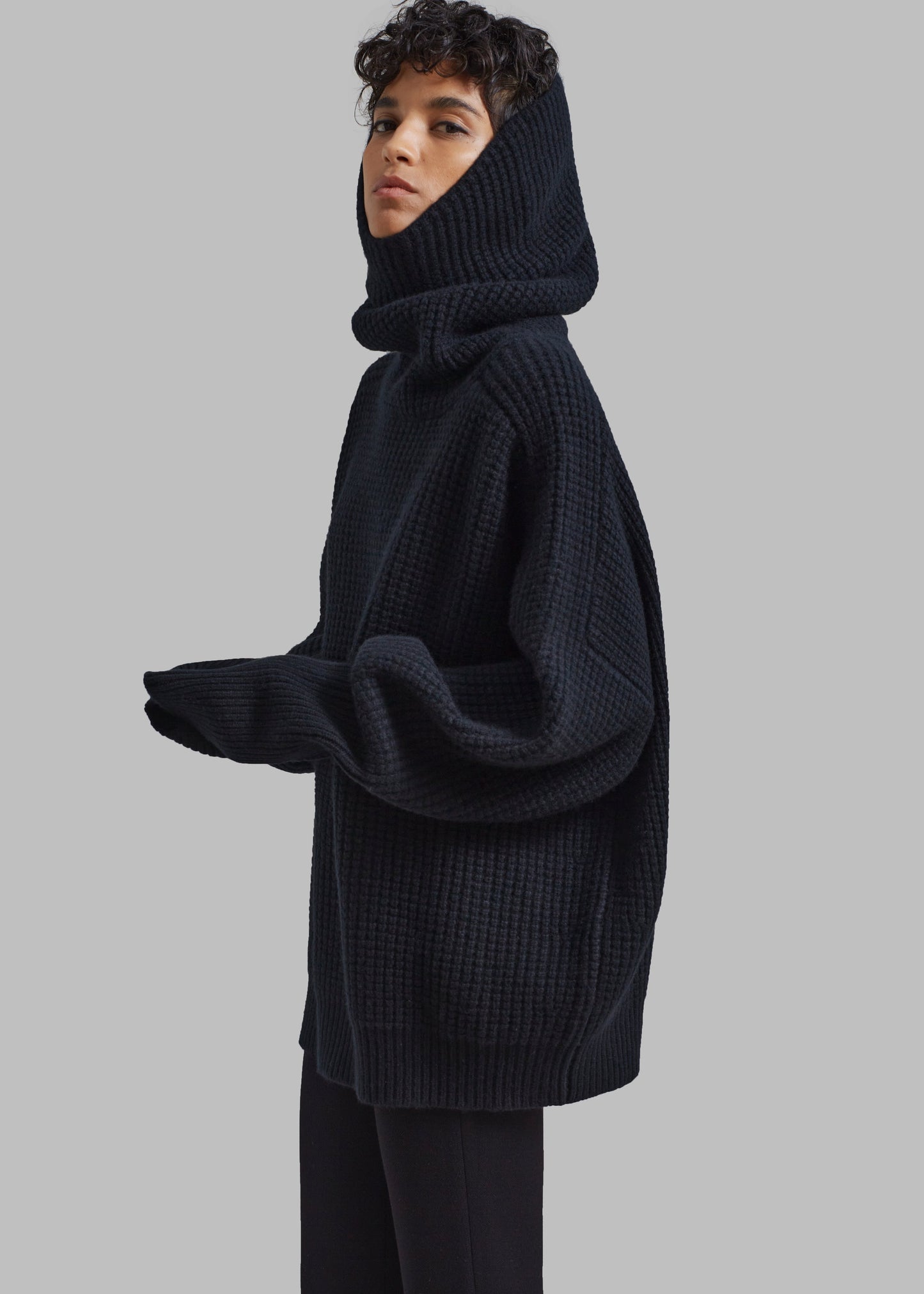 Bex Wool Hooded Turtleneck - Black