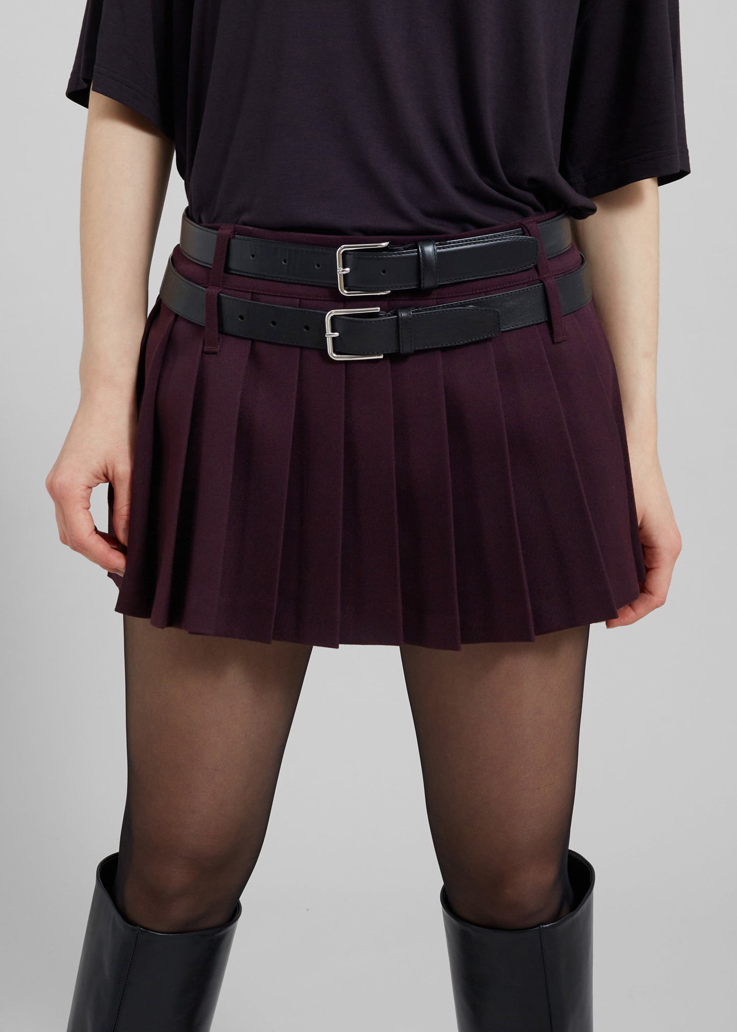 Blake Mini Pleated Skirt - Burgundy