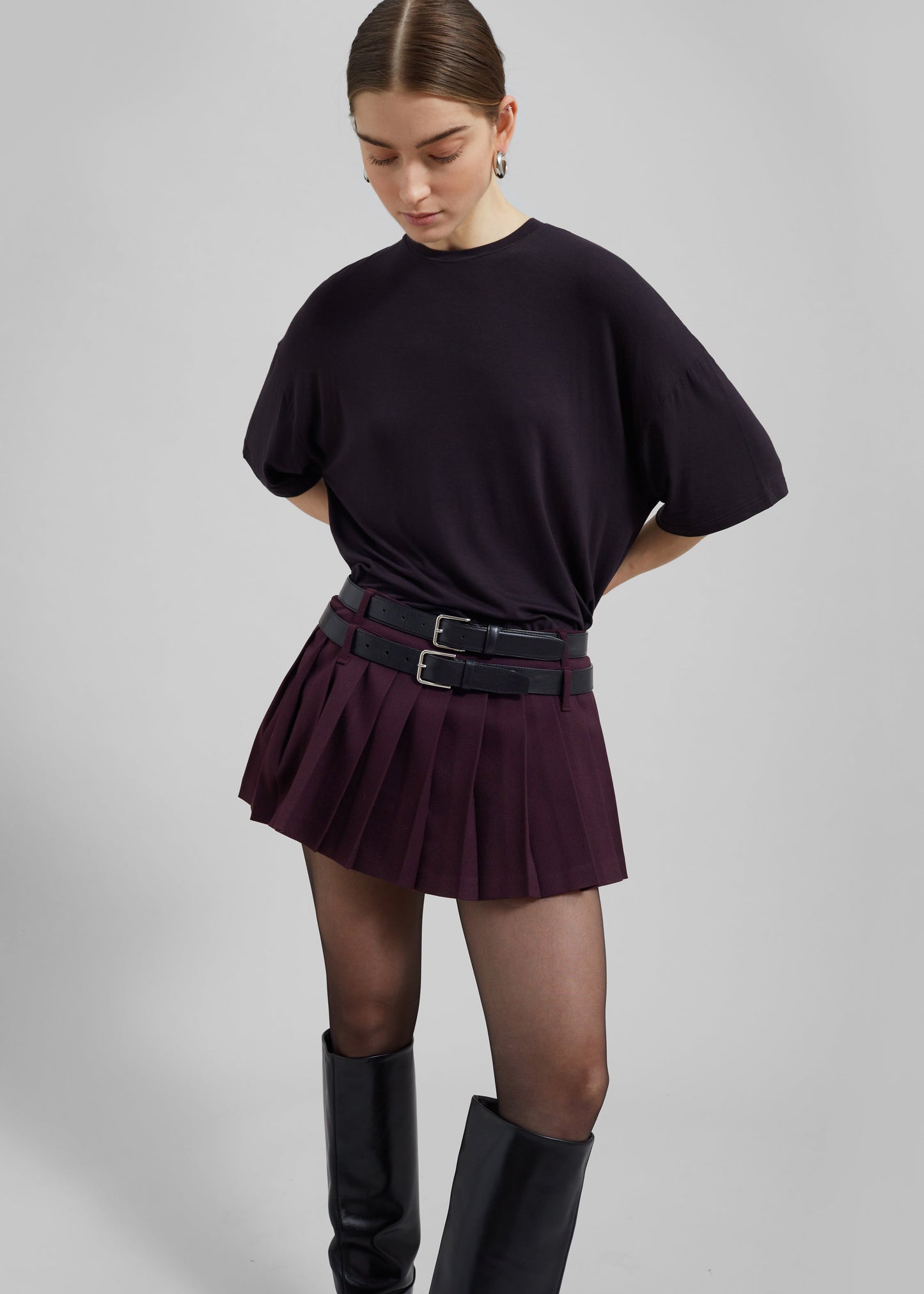 Blake Mini Pleated Skirt - Burgundy