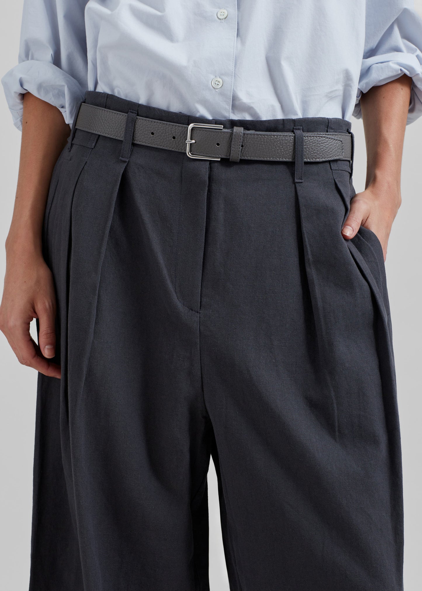 Branson Cotton Wide Pants - Charcoal