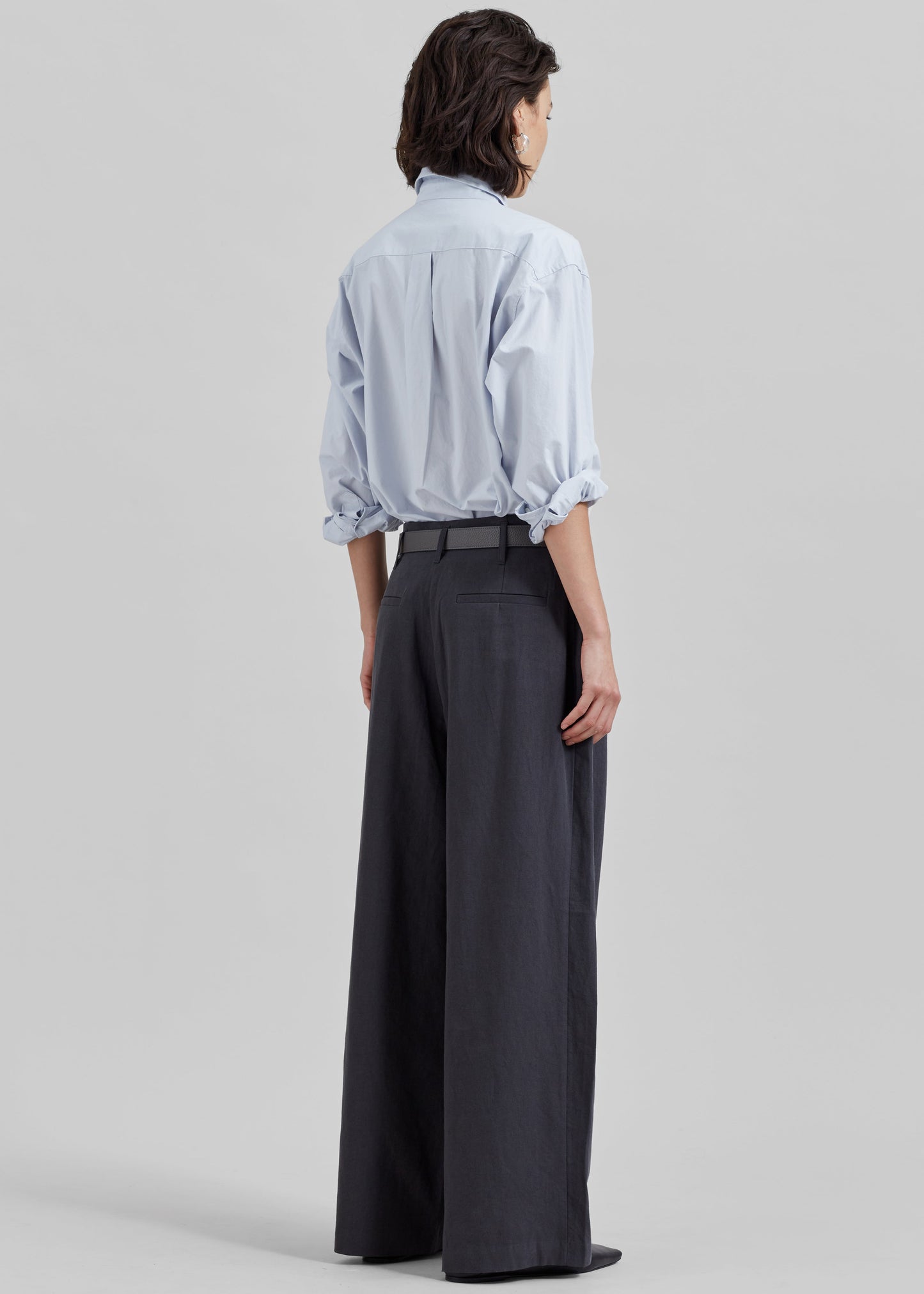 Branson Cotton Wide Pants - Charcoal