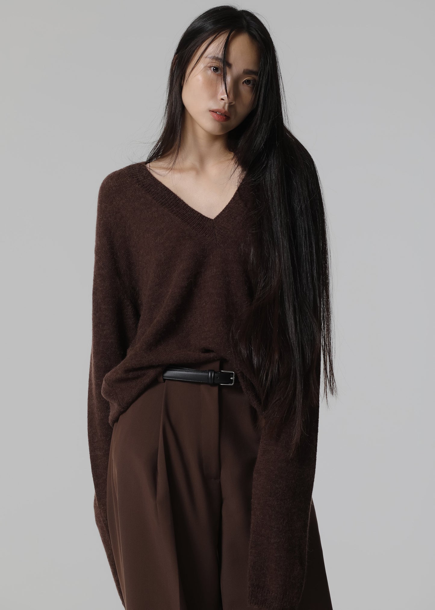 Brayden V Neck Sweater - Brown