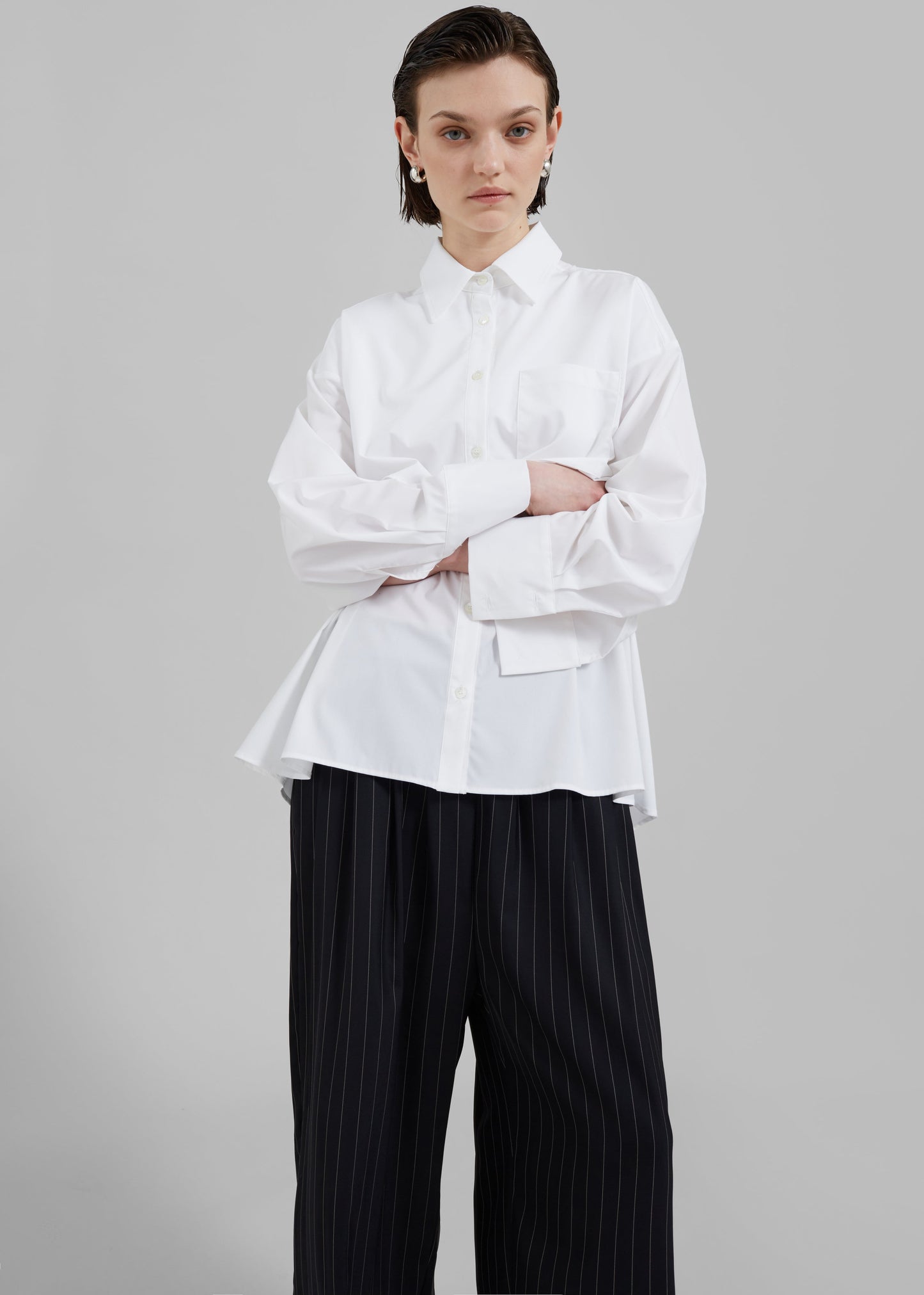 Bria Layered Button Up Shirt - White