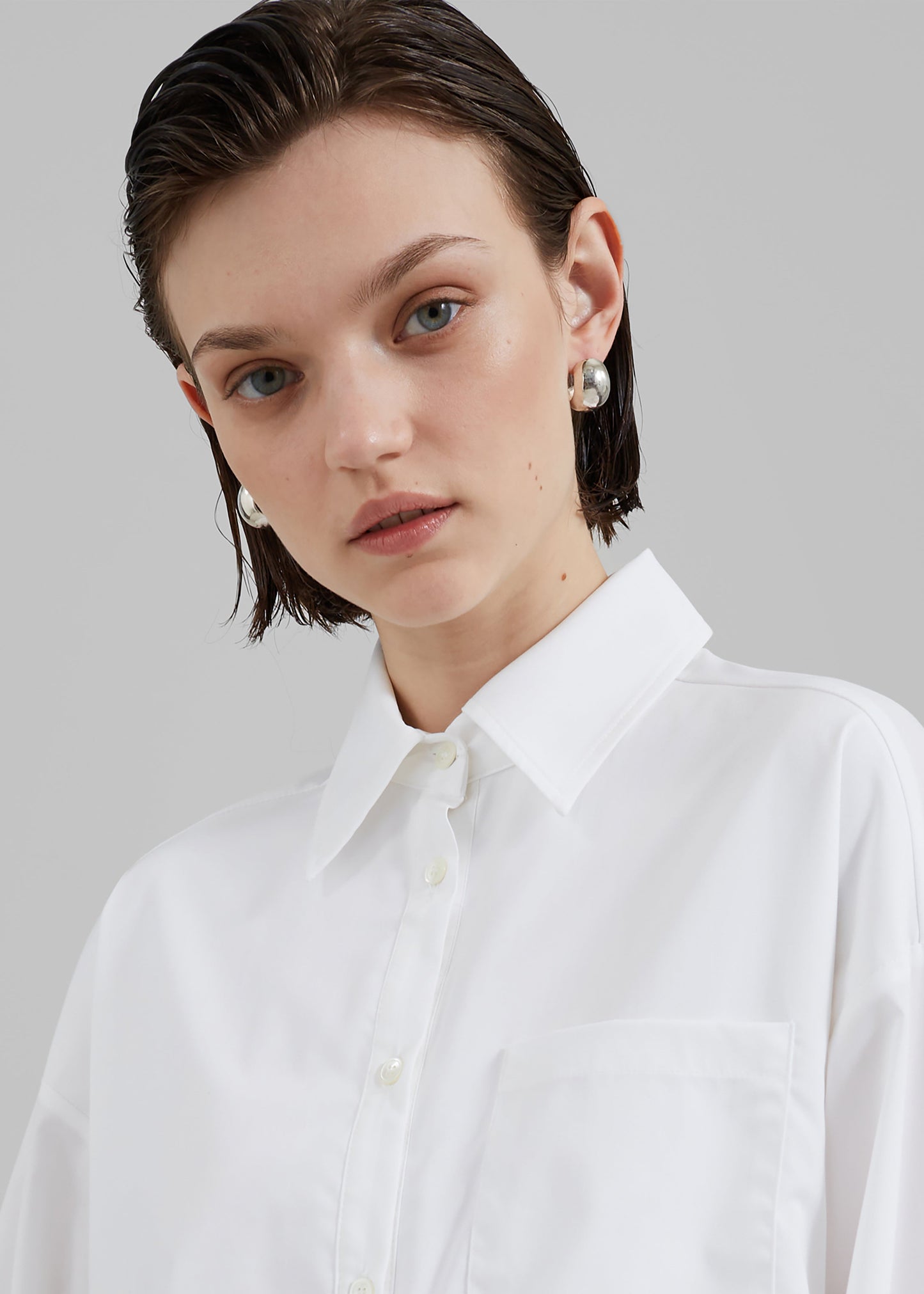 Bria Layered Button Up Shirt - White