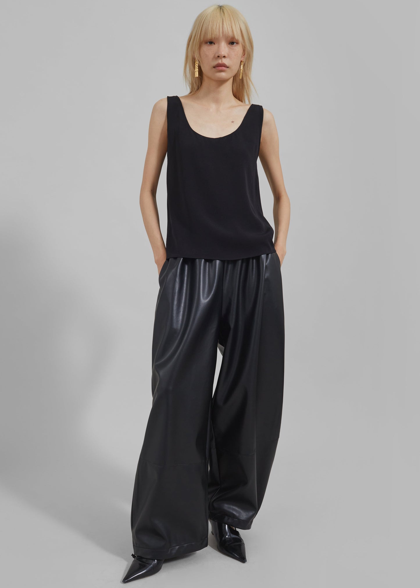 Briar Faux Leather Balloon Pants - Black