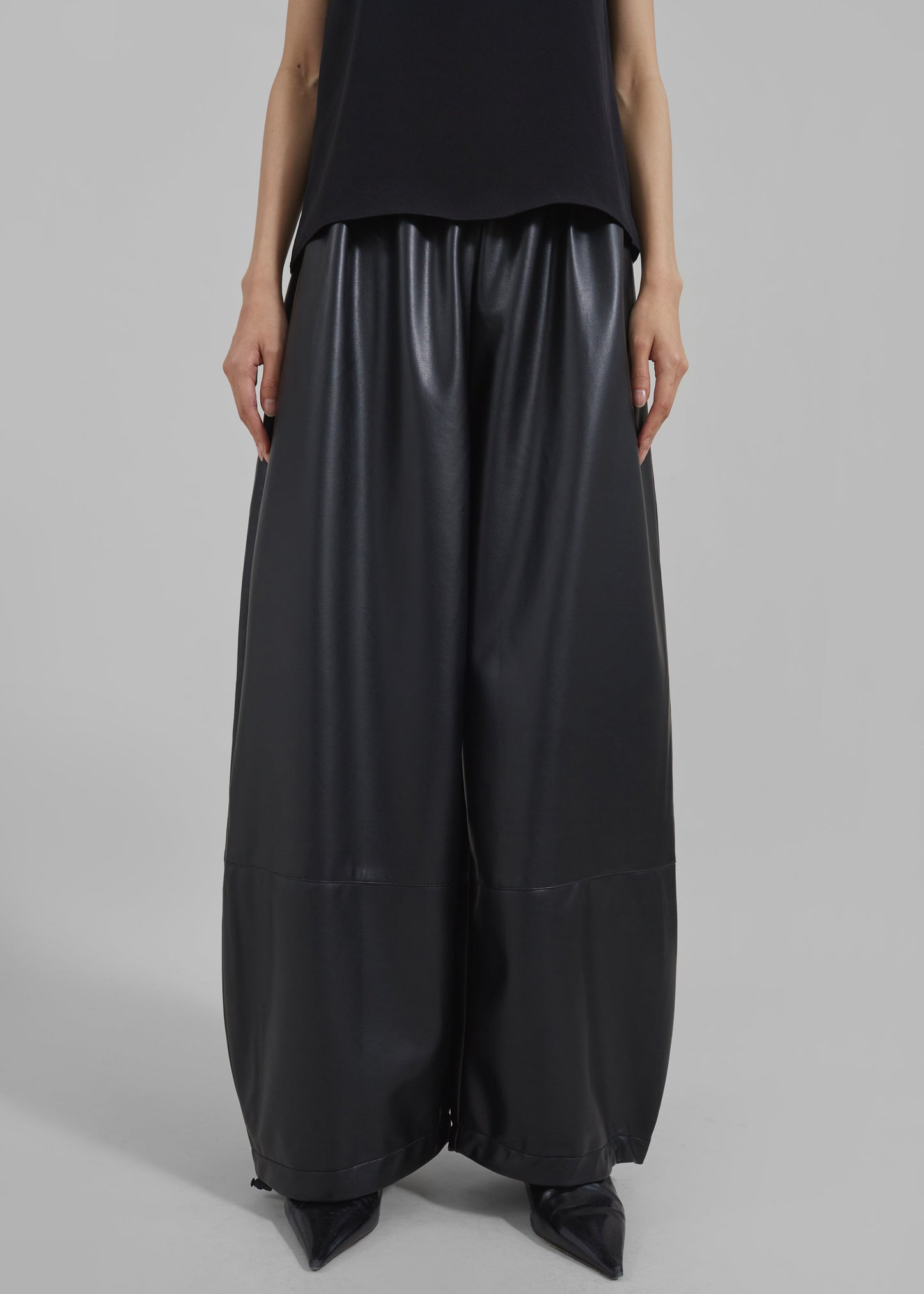 Briar Faux Leather Balloon Pants - Black