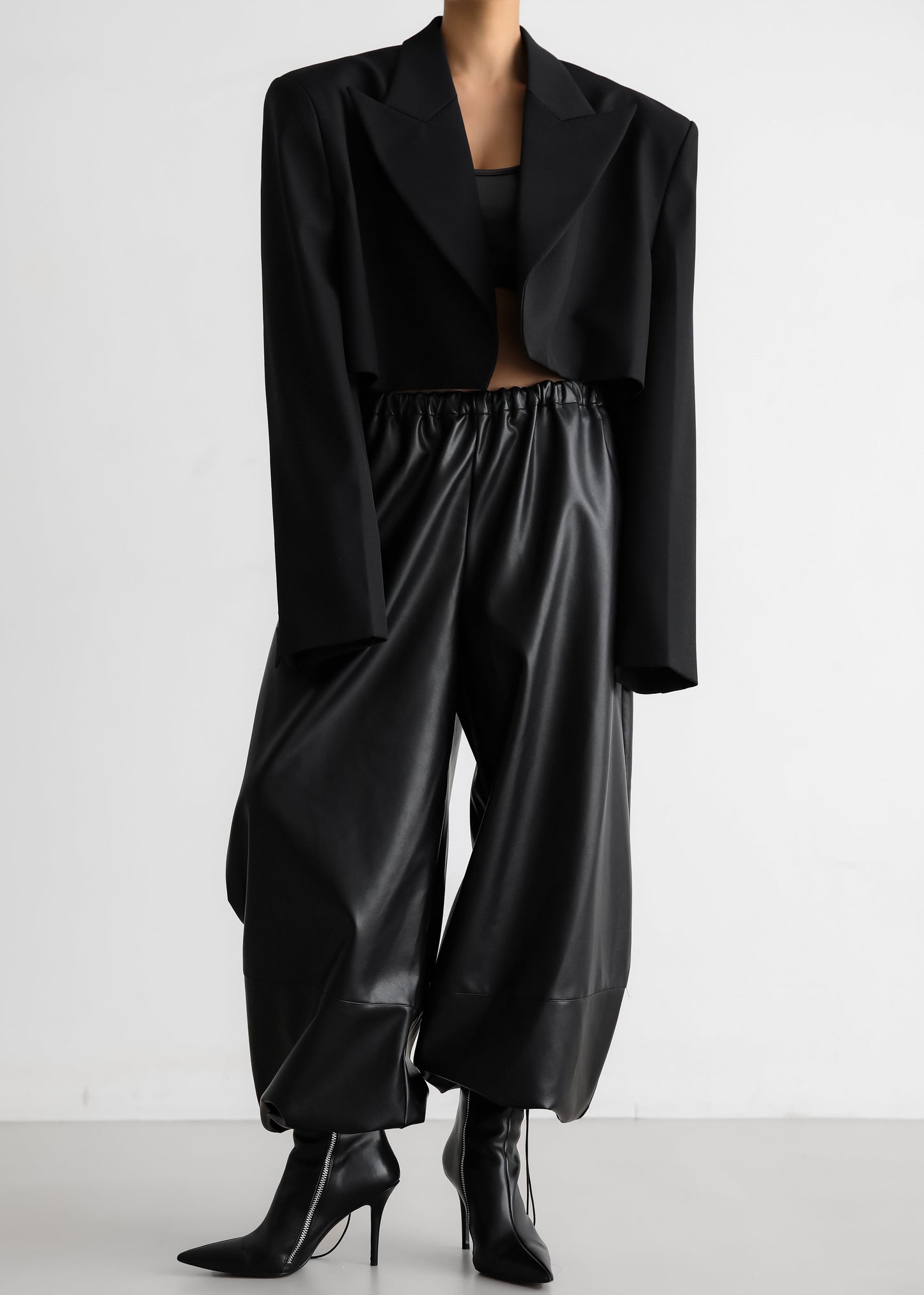 Briar Faux Leather Balloon Pants - Black