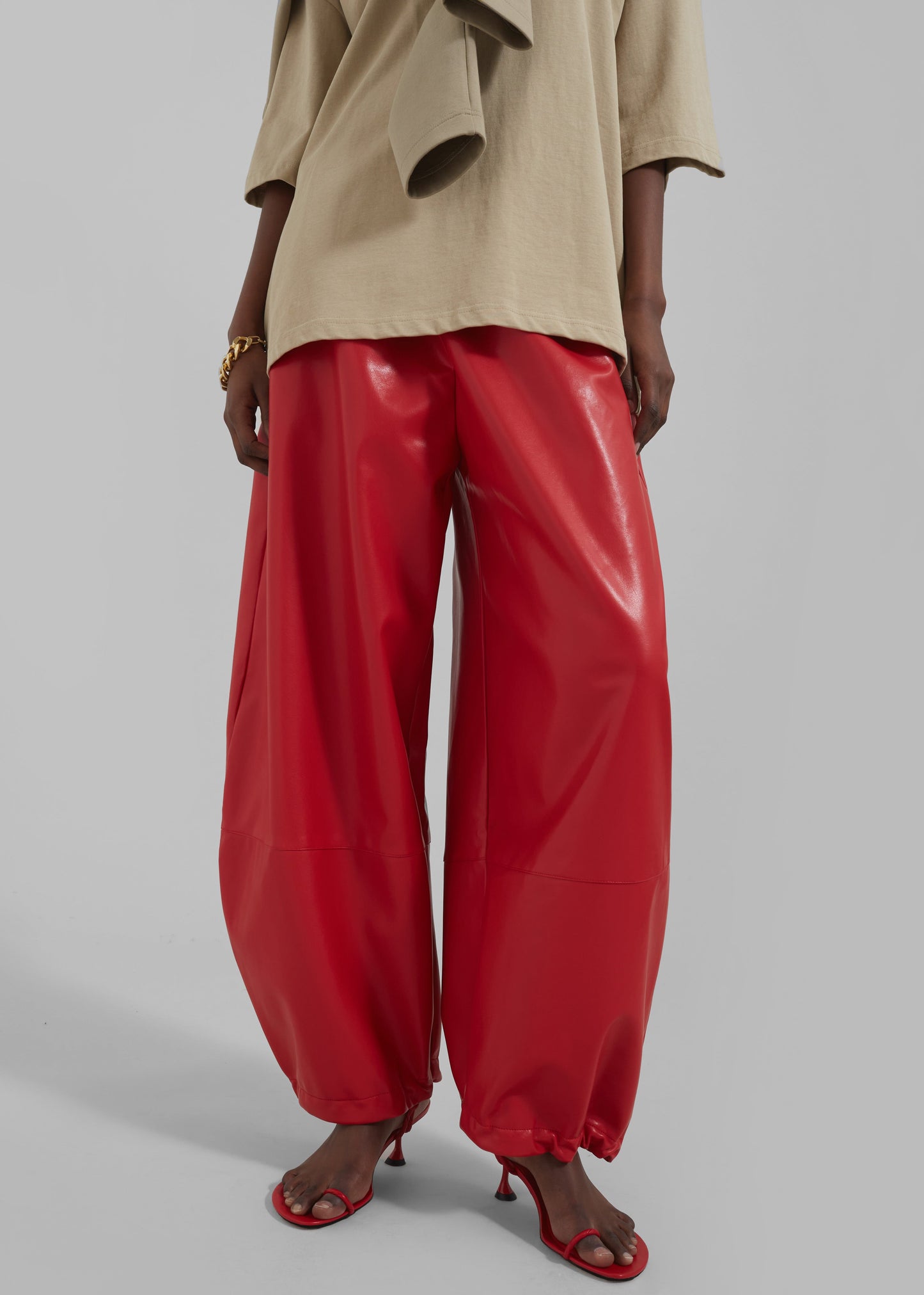 Briar Faux Leather Balloon Pants - Red