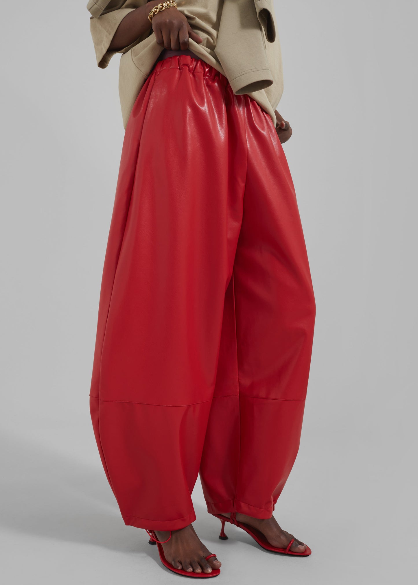 Briar Faux Leather Balloon Pants - Red