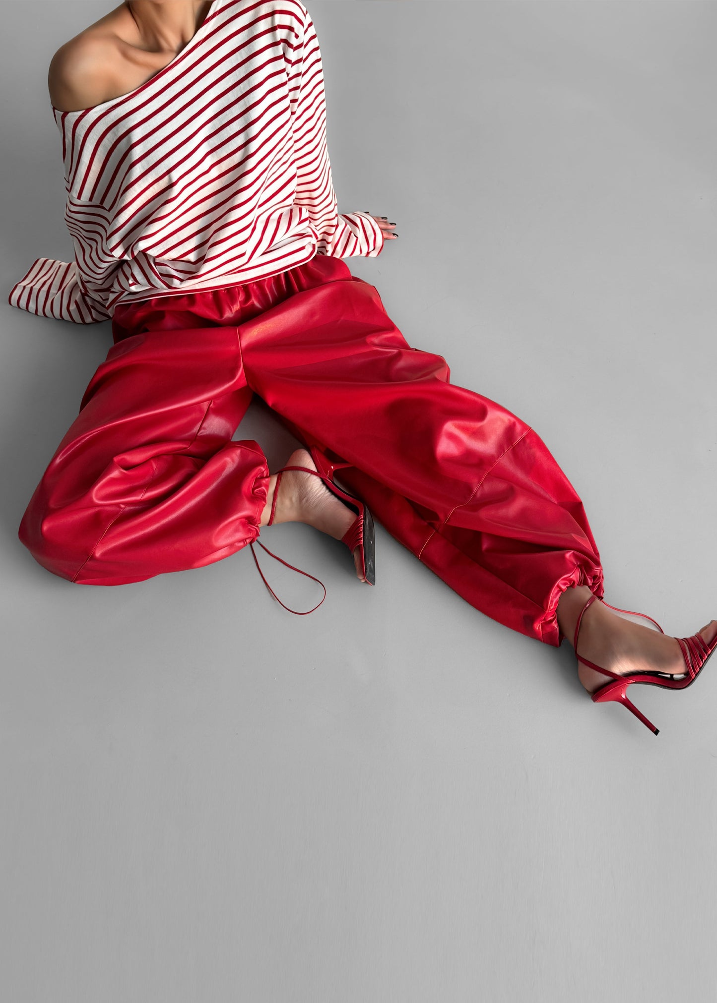 Briar Faux Leather Balloon Pants - Red