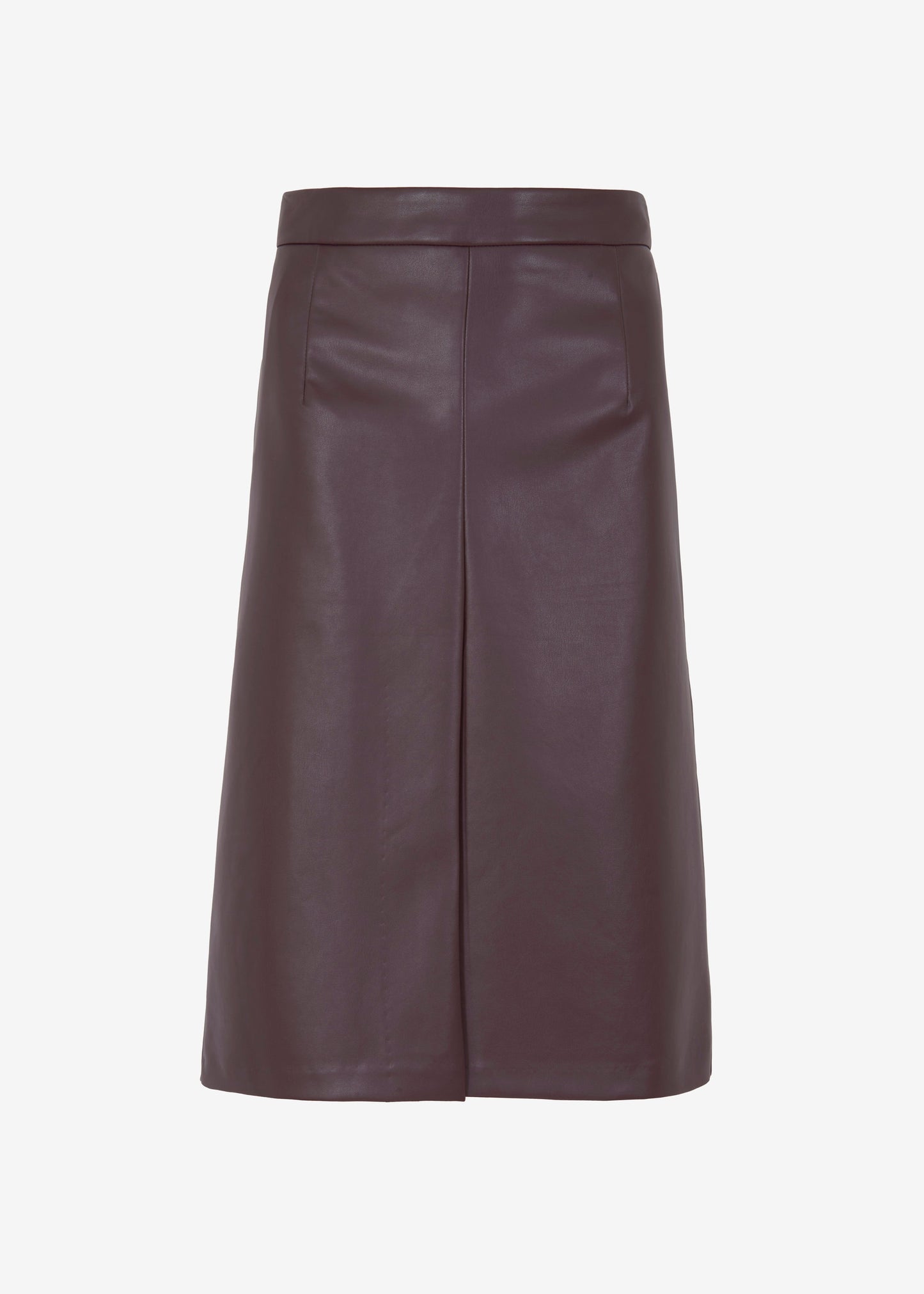 Brooklyn Faux Leather Midi Skirt - Burgundy