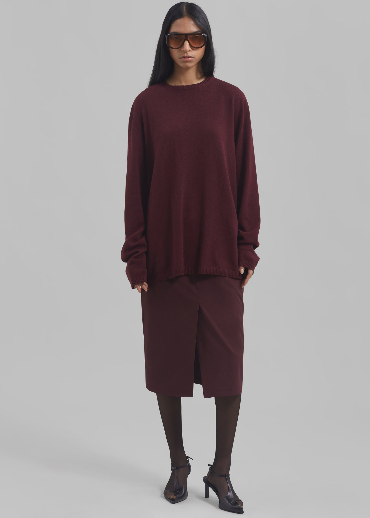 Brooklyn Midi Skirt - Burgundy