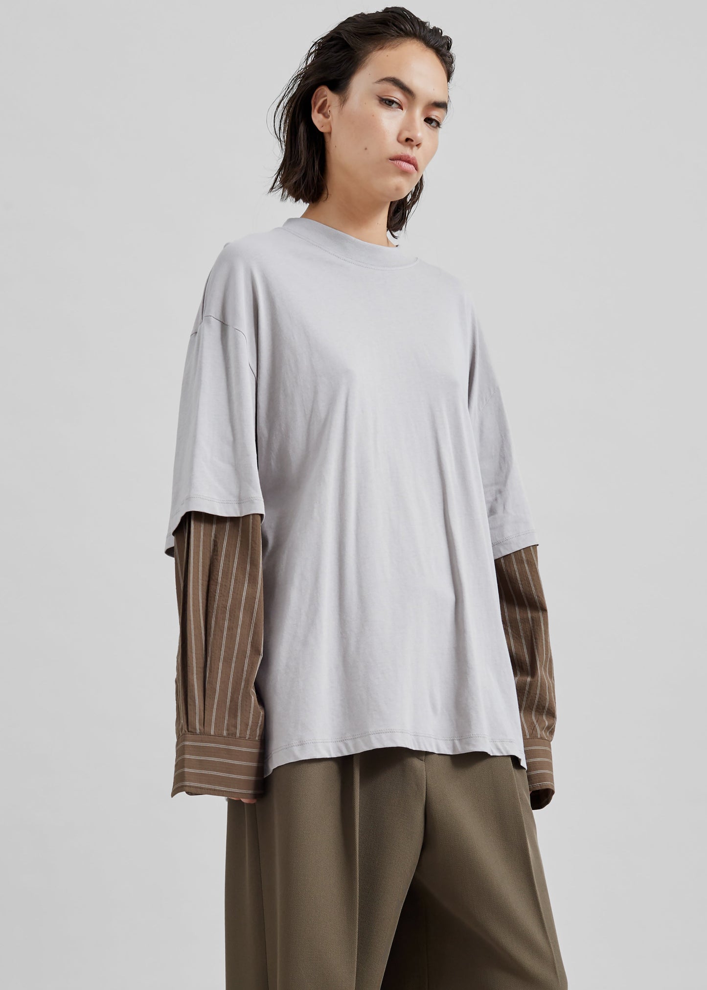 Bryton Layered Tee - Grey/Brown