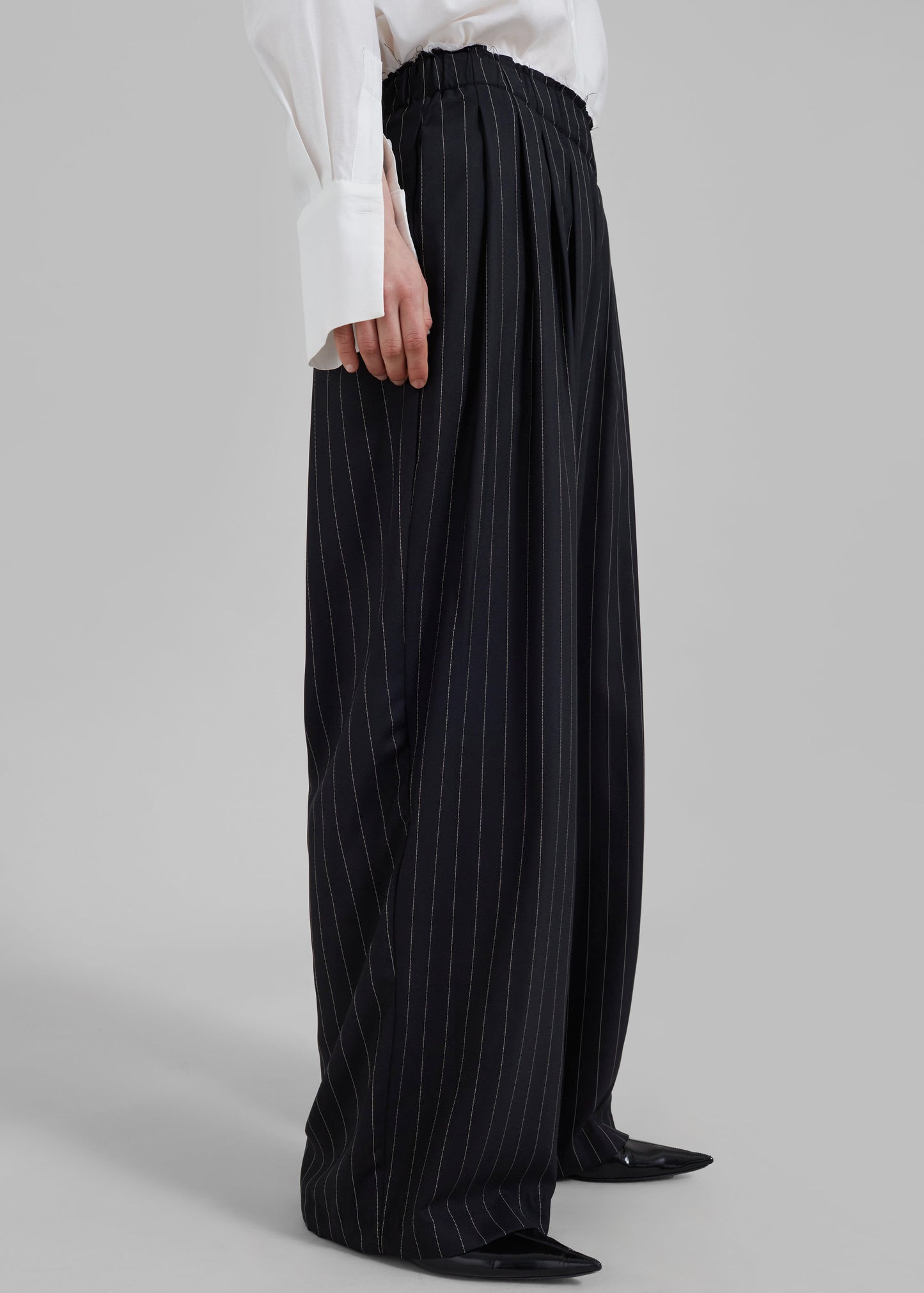 Caden Boxer Trousers - Black/White Pinstripe