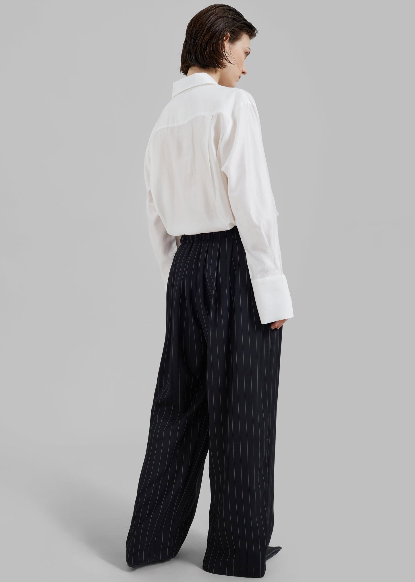 Caden Boxer Trousers - Black/White Pinstripe