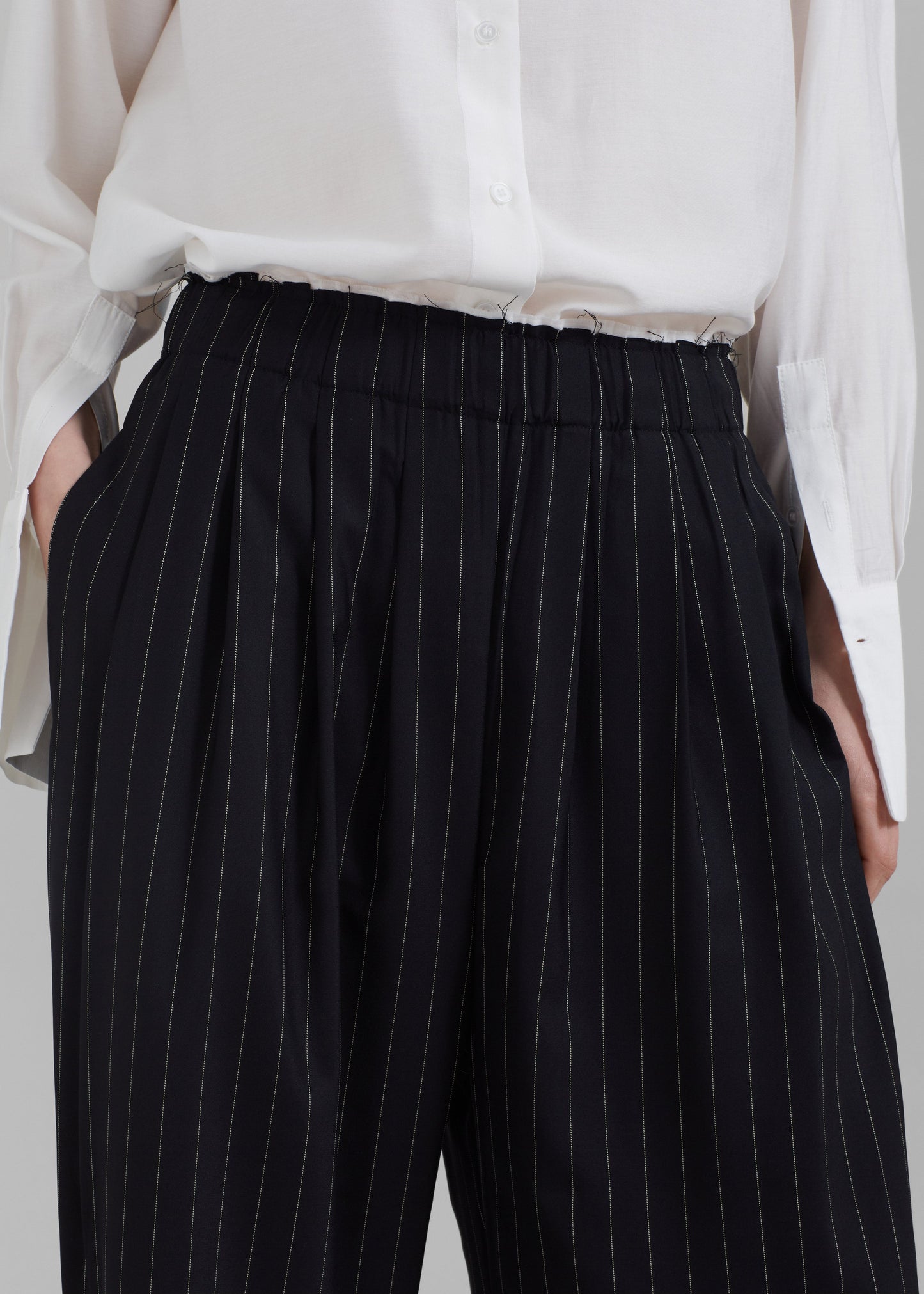 Caden Boxer Trousers - Black/White Pinstripe