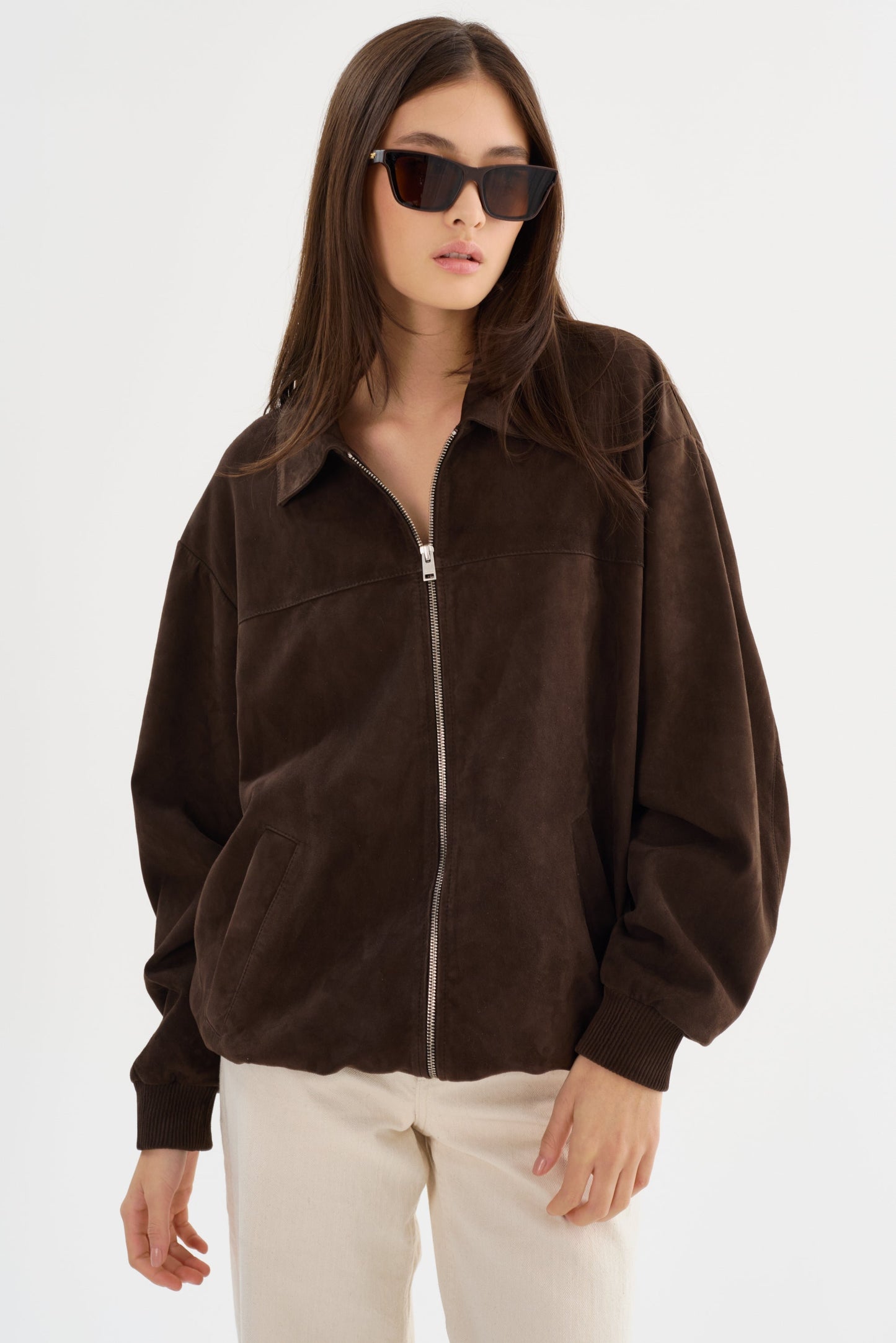 CADEN | Oversized Suede Bomber Jacket