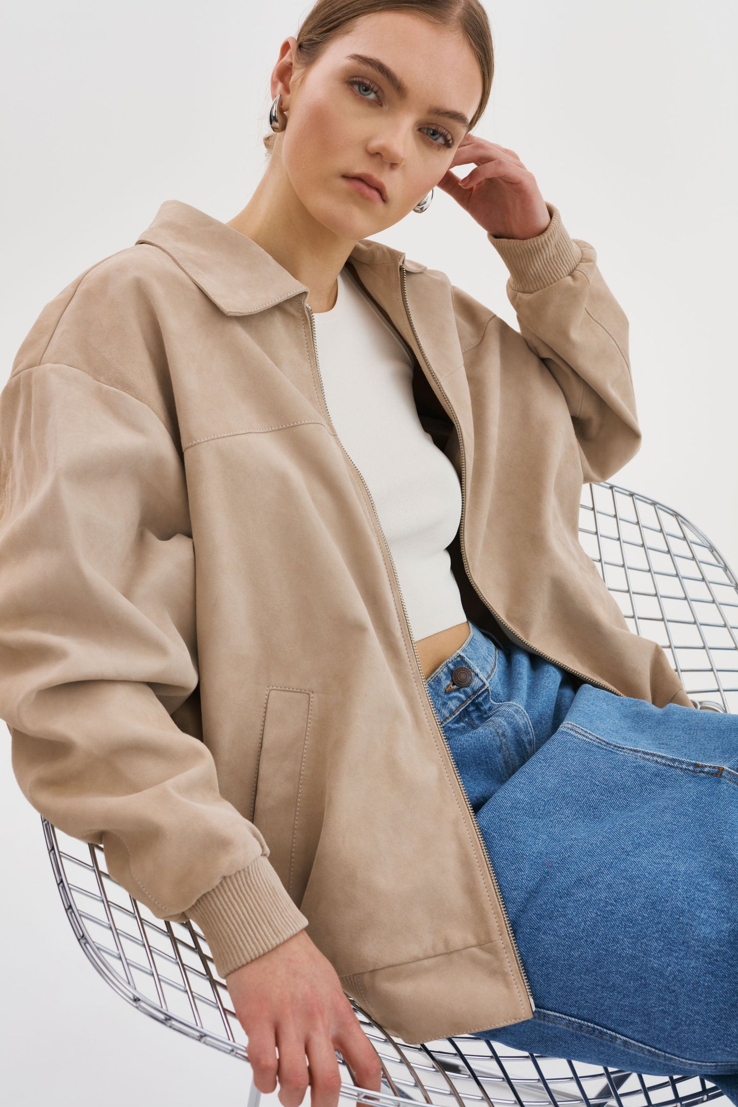 CADEN | Oversized Suede Bomber Jacket