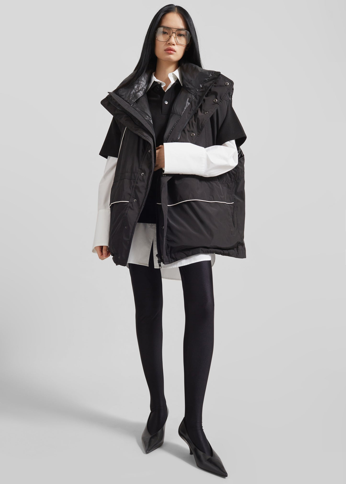 Calais Oversized Sleeveless Puffer Jacket - Black