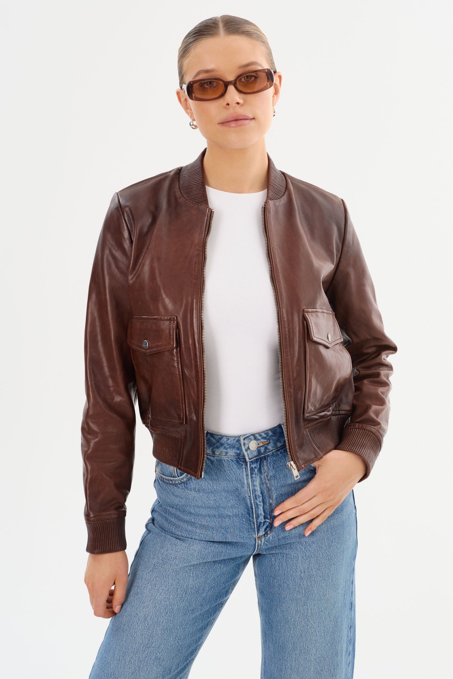 CANDACE | Leather Bomber Jacket