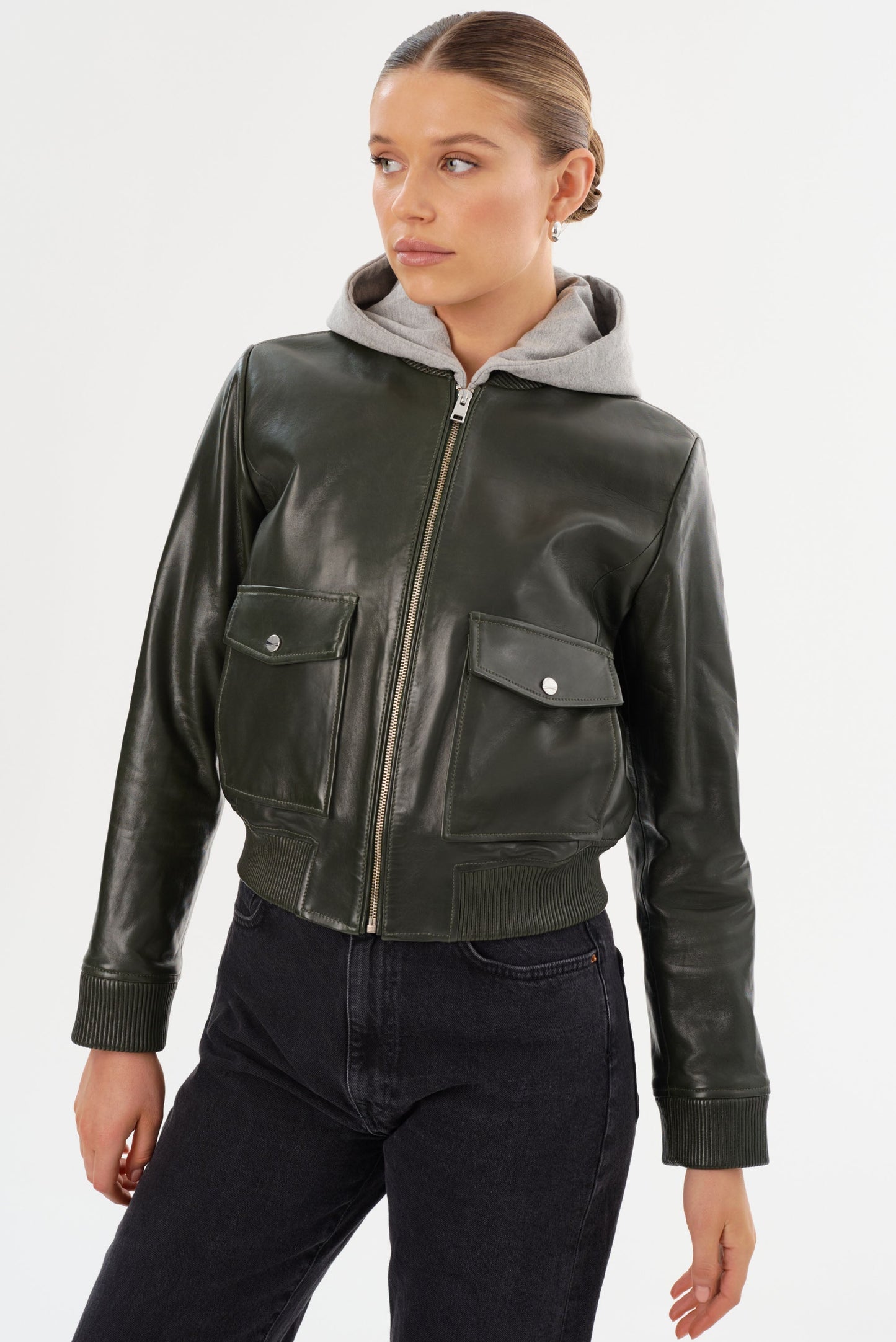 CANDACE | Leather Bomber Jacket