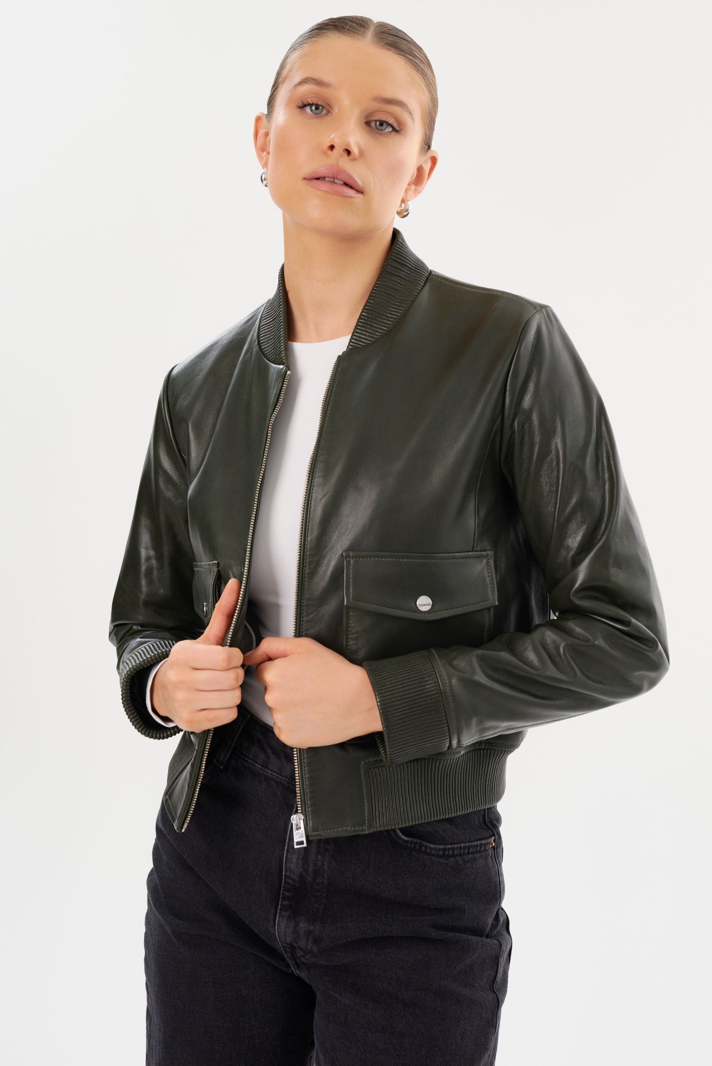 CANDACE | Leather Bomber Jacket