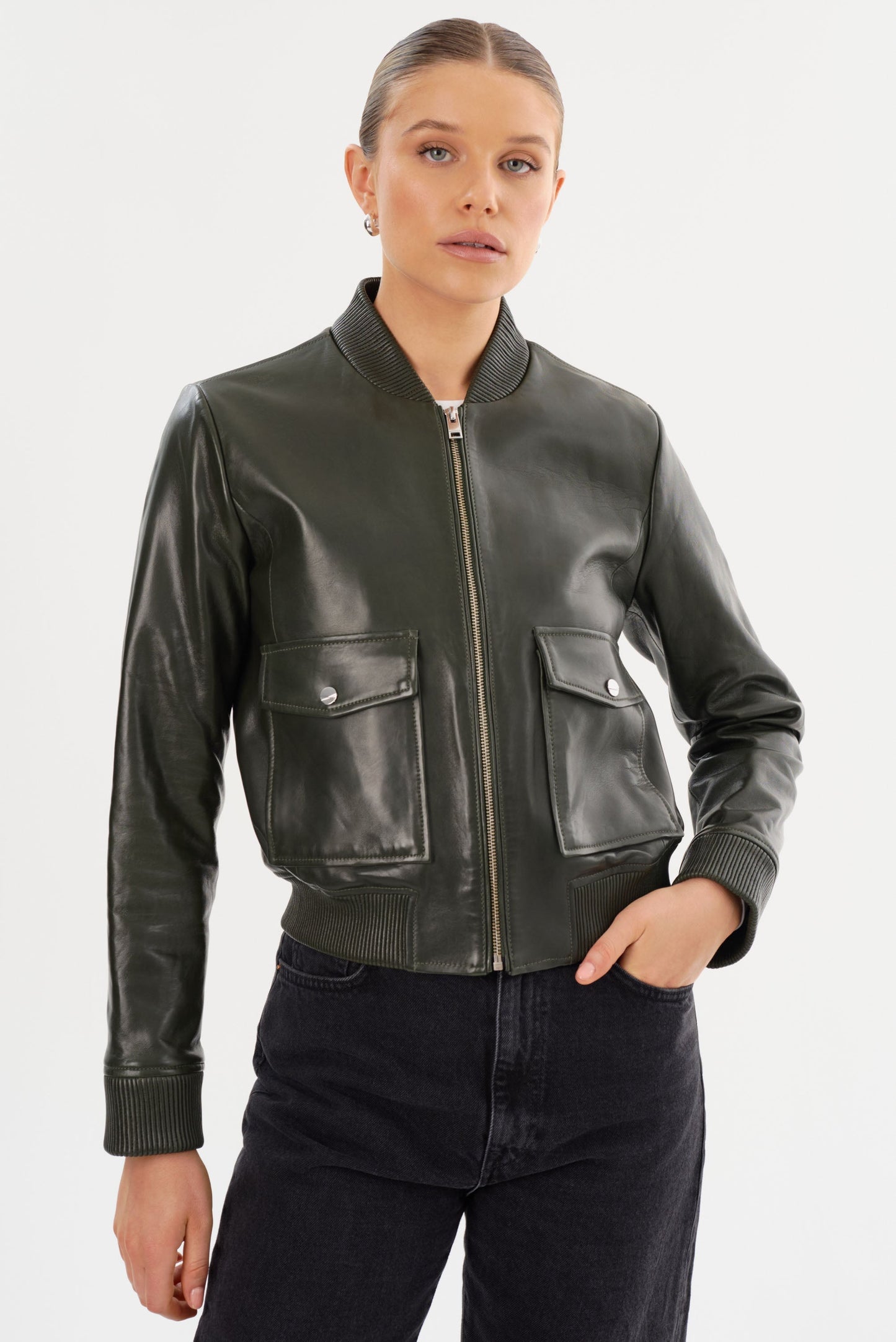 CANDACE | Leather Bomber Jacket