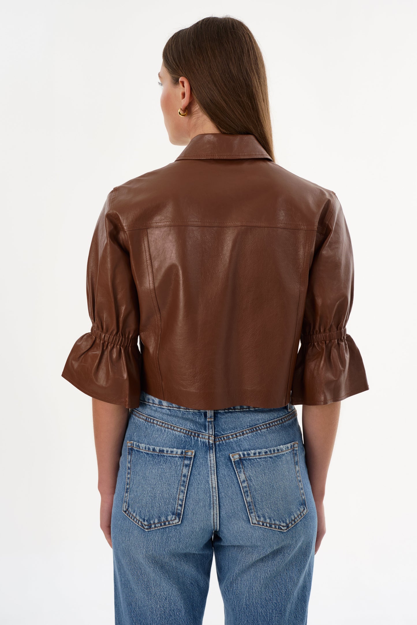 CAROLINA | Leather Ruffle Sleeve Jacket