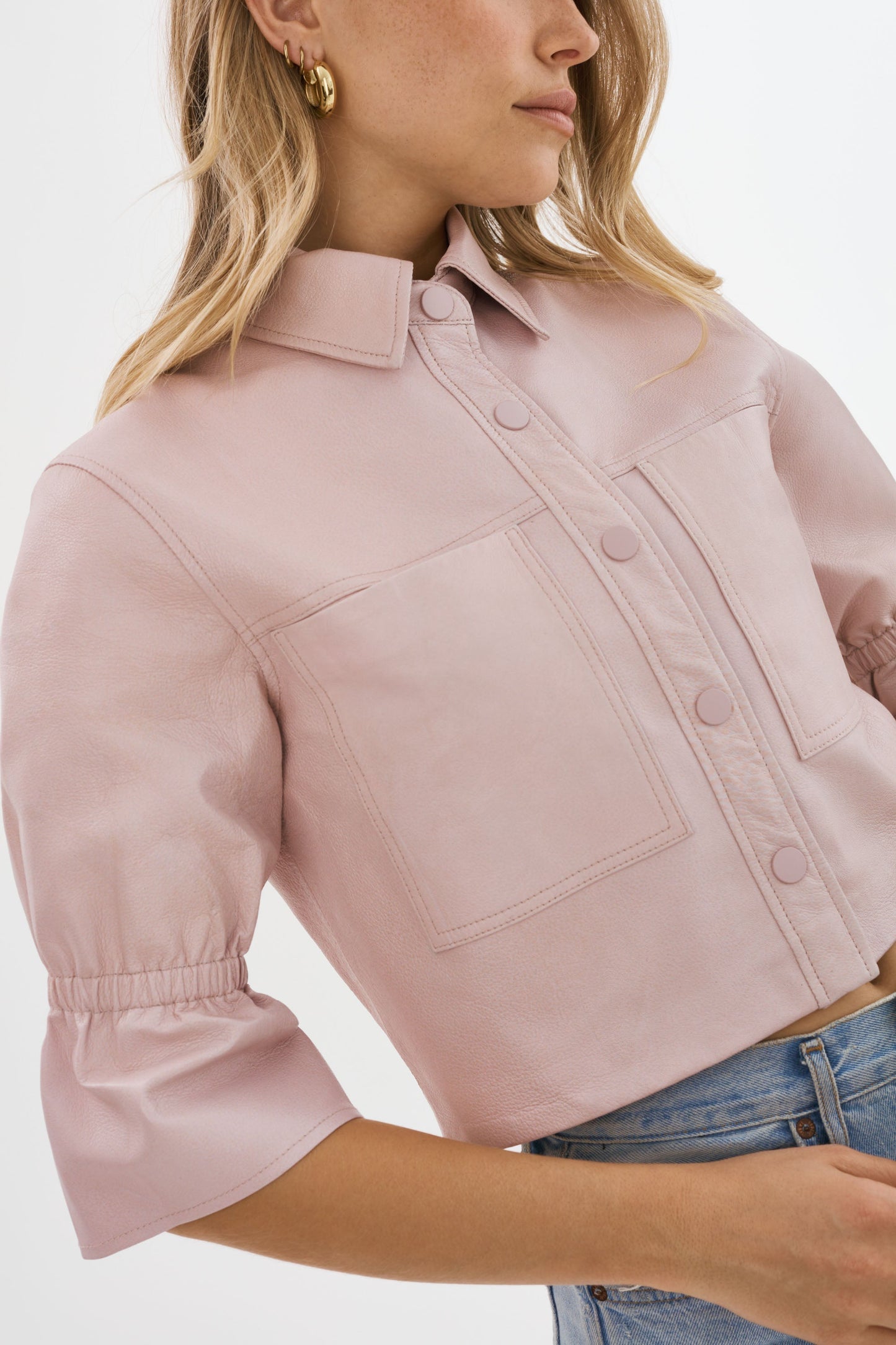 CAROLINA | Leather Ruffle Sleeve Jacket