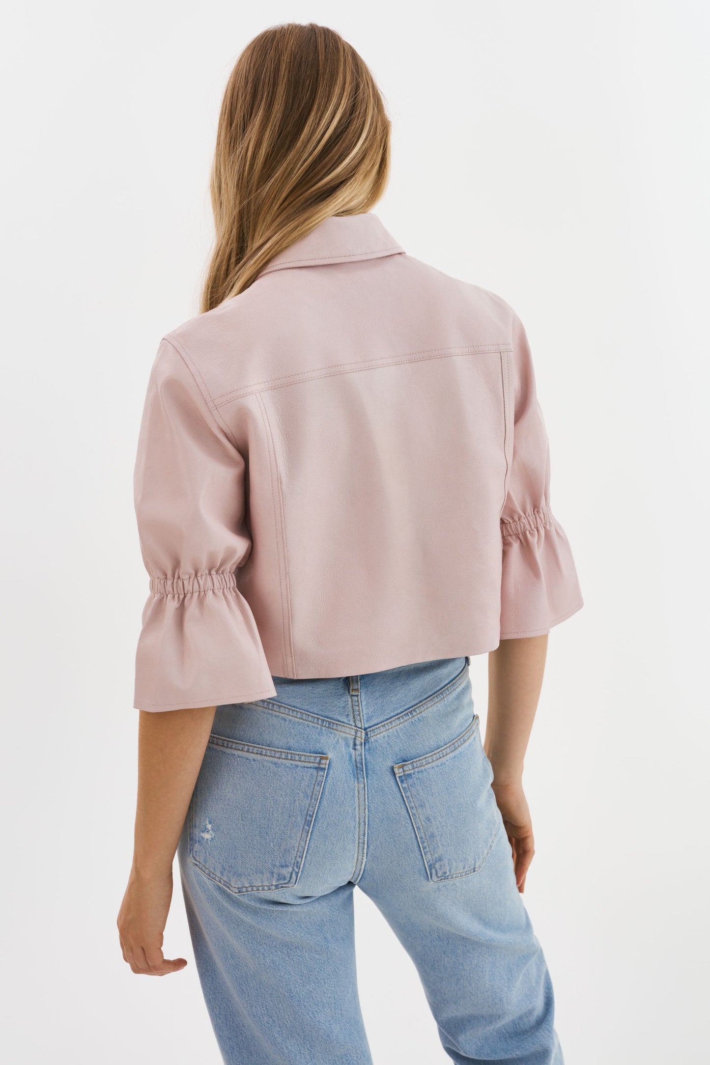 CAROLINA | Leather Ruffle Sleeve Jacket