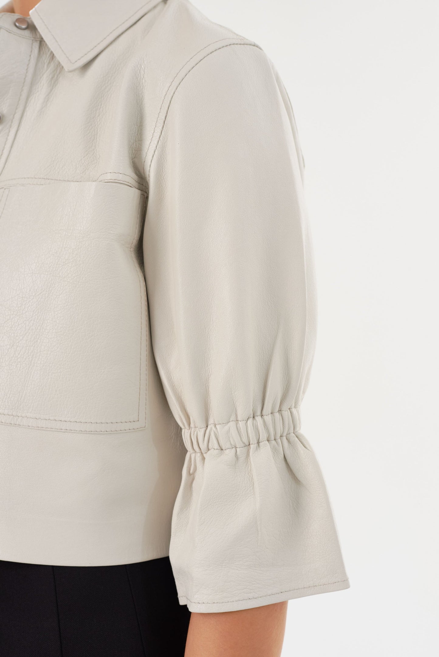 CAROLINA | Leather Ruffle Sleeve Jacket