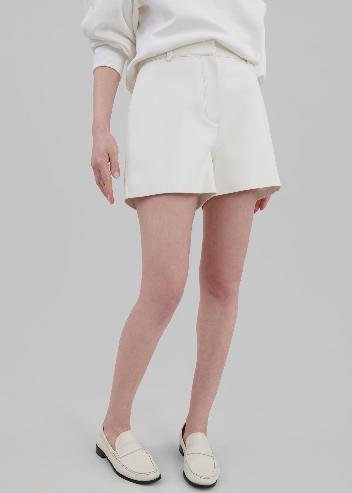 Cassie Faux Leather Mini Shorts - White