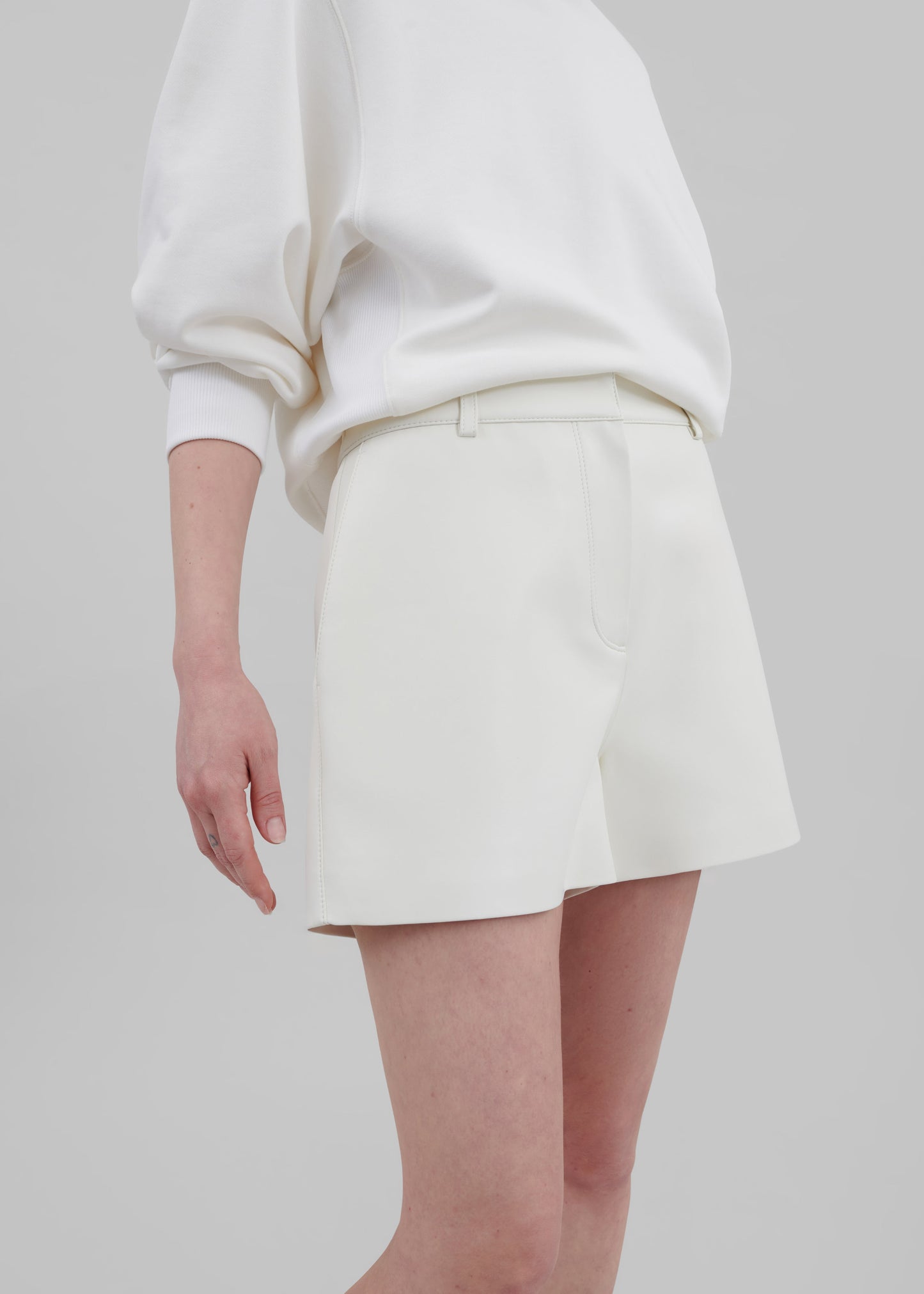 Cassie Faux Leather Mini Shorts - White