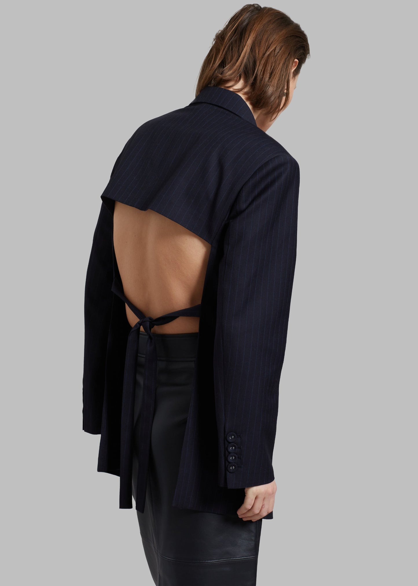 Cedric Open Back Blazer - Navy Stripe