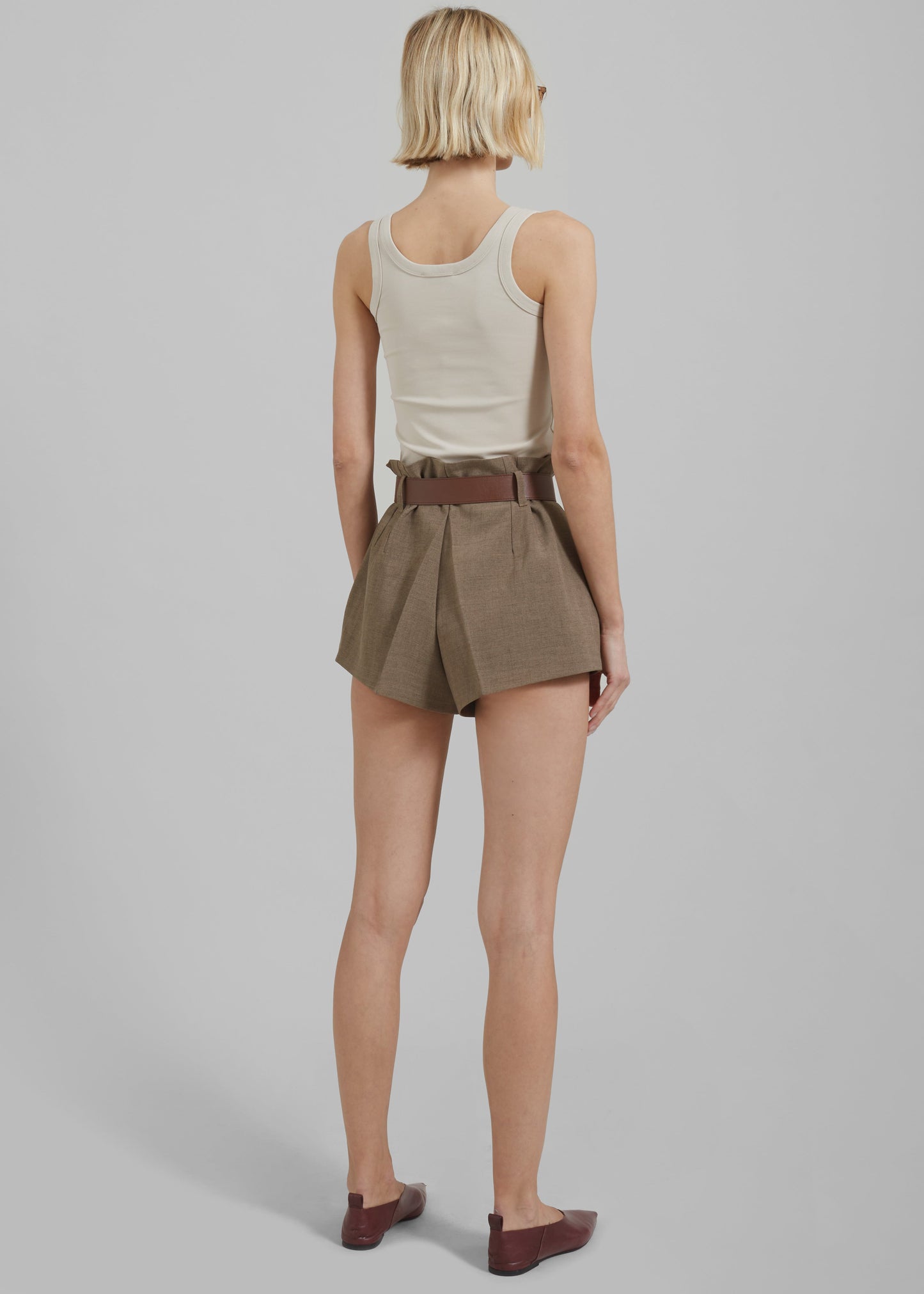 Chappell Belted Shorts - Brown