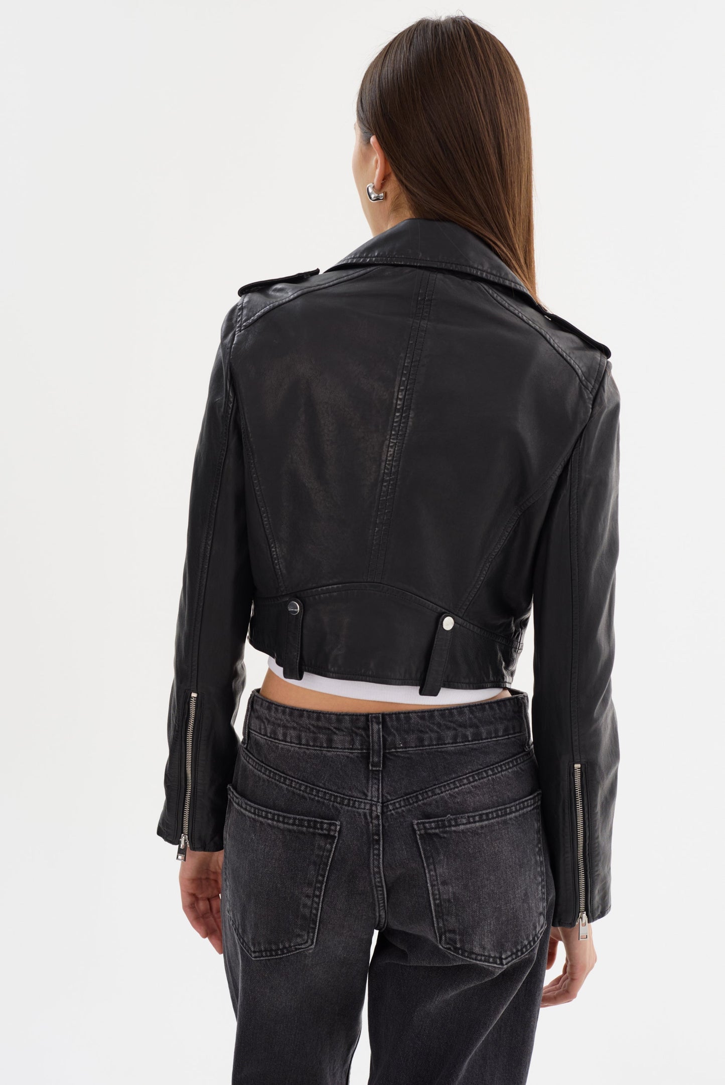 CIARA | Cropped Leather Biker Jacket