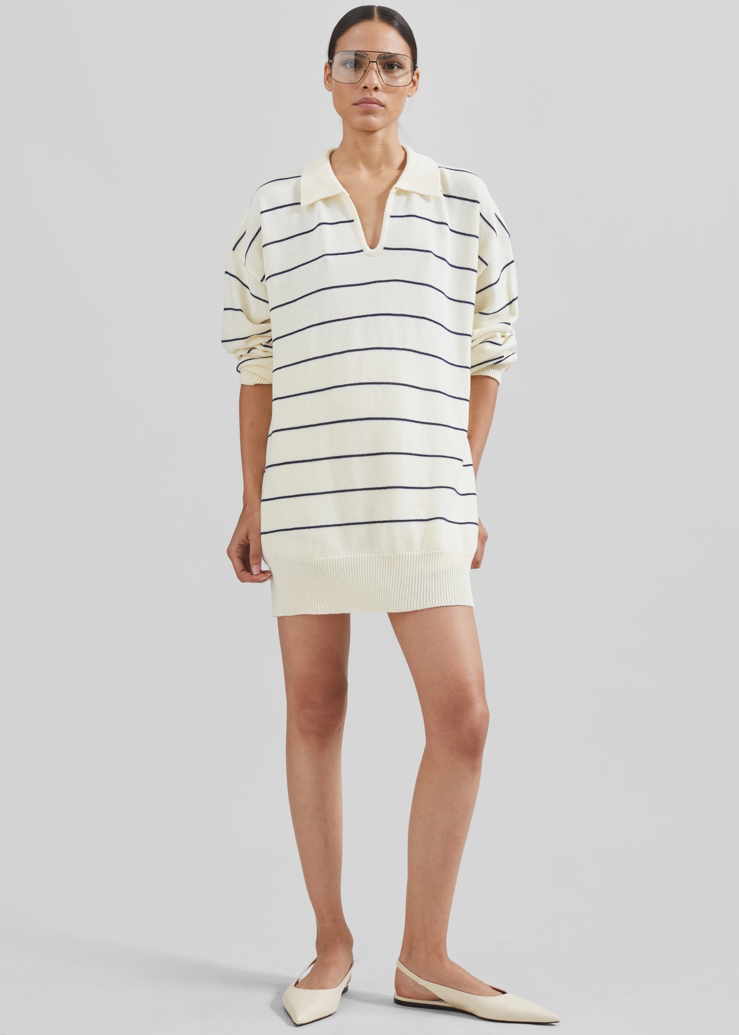 Claudia Lightweight Knit Sweater - Cream/Navy Stripe