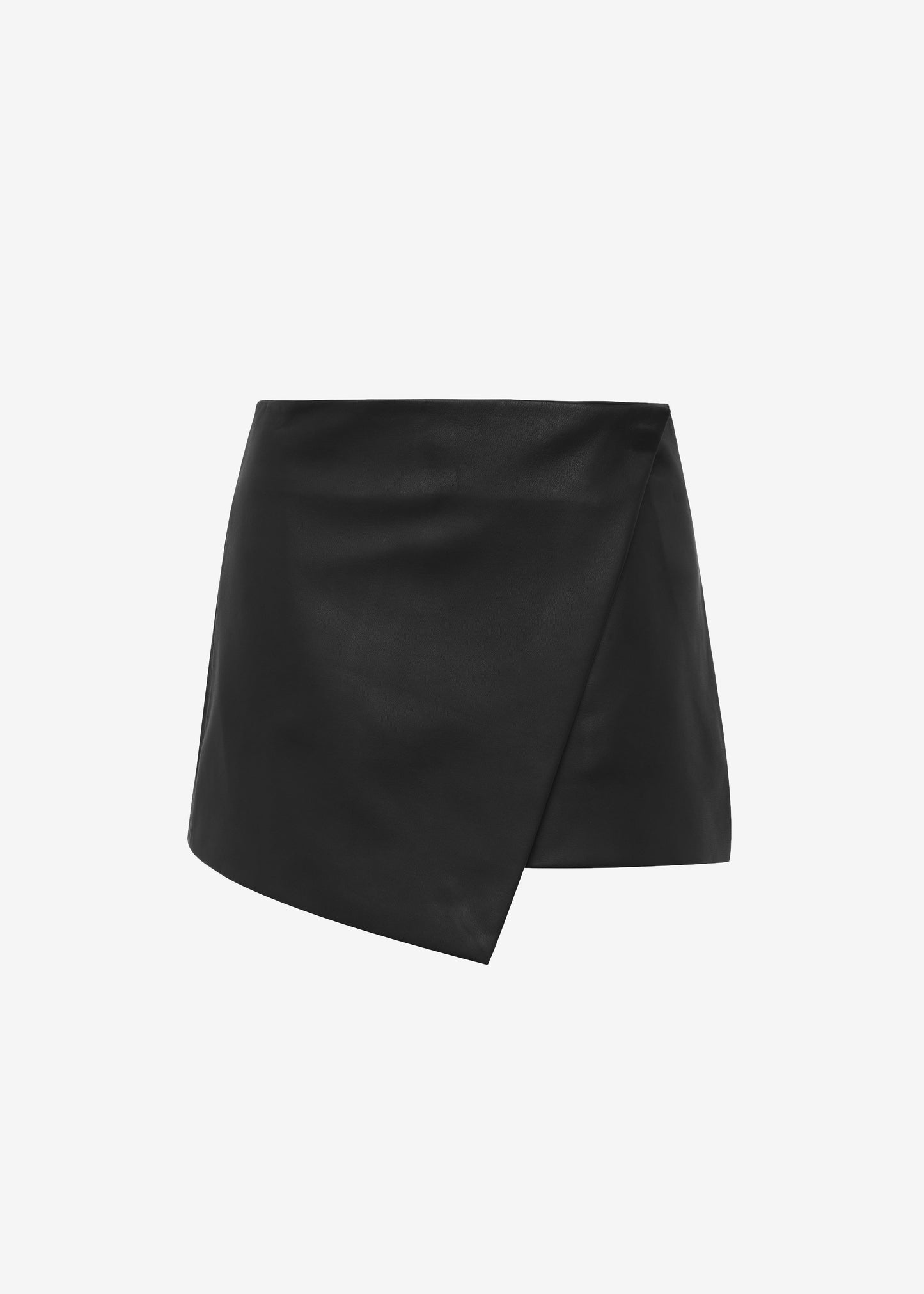 Cleo Leather Mini Wrap Skirt - Black