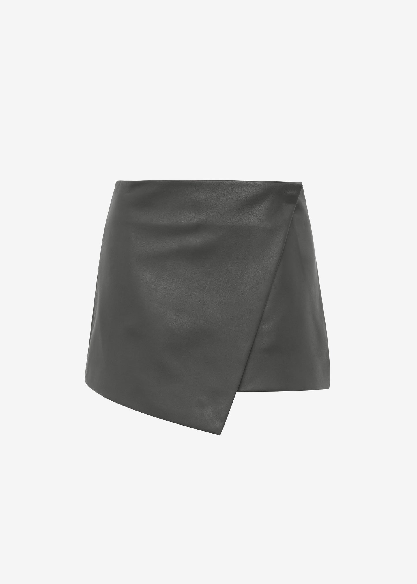 Cleo Leather Mini Wrap Skirt - Light Khaki