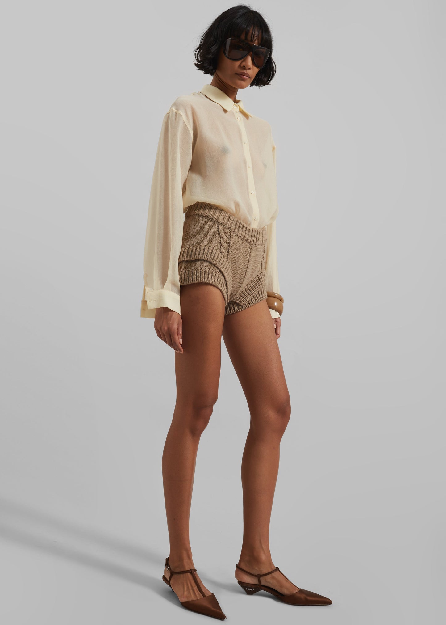 Clio Double Knit Shorts - Beige